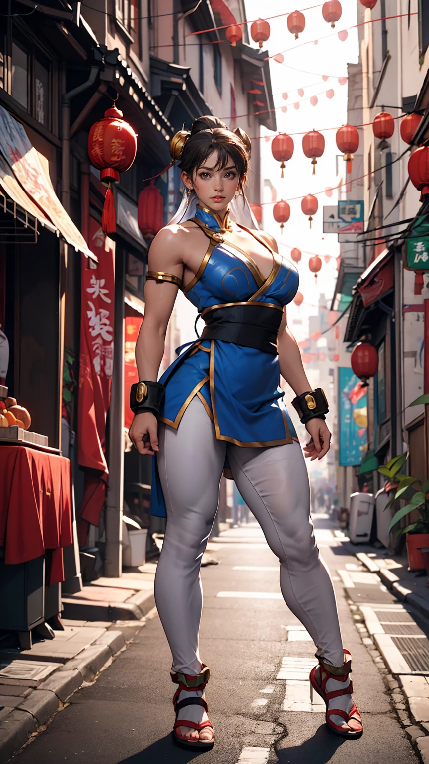 Capcom「Street Fighter」Chun-Li、In an alley in Chinatown、Leaning against the wall of a building with one's arms folded