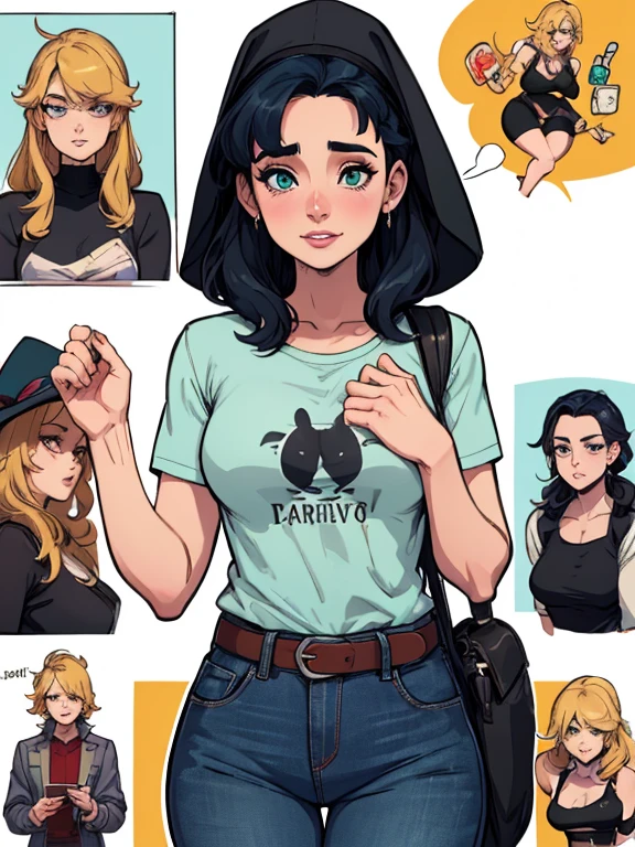 Com um dragão Ennifer Connelly, very long to the waist and half curly with bangs, seios pequenos, olhos grandes com um brilho apaixonado, olhos verdes mel, Um lindo sorriso, vestindo uma camiseta preta longa com um terno feminino verde e jeans, in a serious and sweet comic-style pose, alta qualidade Jennifer Connelly personagem mulher estilo Jennifer Connelly com marcas de guerras Imagem de desenho animado de uma mulher .Ilustra??o estilo desenho animado, estilo de arte dos desenhos animados, estilo de arte dos desenhos animados, digital illustration style, estilo atompunk projeto de pessoaagens altamente detalhado, arte digital detalhada coragem, Forest fan art, Design de personagens de retrato, beautiful digital illustration, retrato de alta qualidade, Arte em quadrinhos, mulher jovem cabelo com transas lindas . Queen Anna by Jennifer Connelly lined eyes Medium large bust and wonderful sexy clothes. image expression of sexual desire from waist to head illustration Queen Anne of Arendelle atompunk style Fallout 4 style pose playboy magazine sensual witch Character cartoon style facial expression happy beautiful smile and six medium small portrait mode waist up with lots of gold around her other stones portrait precious mode waist up queen of the south Jennifer Connelly GTA scenery dominatrix gold coins chest with jewelry with her boyfriend, um homem com barba preta, armado com um estilo militar, Jennifer Connelly Turnaround sheet Creates multiple images in different poses of the same cartoon character:1.2), Woman from Southern Brazil Drawing Art Gaucho Artline white background woman Cartoon image of a woman , roupas sensuais , garota Personagens GTA estilo artgerm femininas Yvonne Strahovski estilo de desenho garota,, pequeno, Shy, bunda grande, catholic nun outfit , dynamic pose, Quente, soft or colored lips, fundo simples, perfect hands, anatomia perfeita, Apoie-se no estilo cartoon de Jennifer Connelly