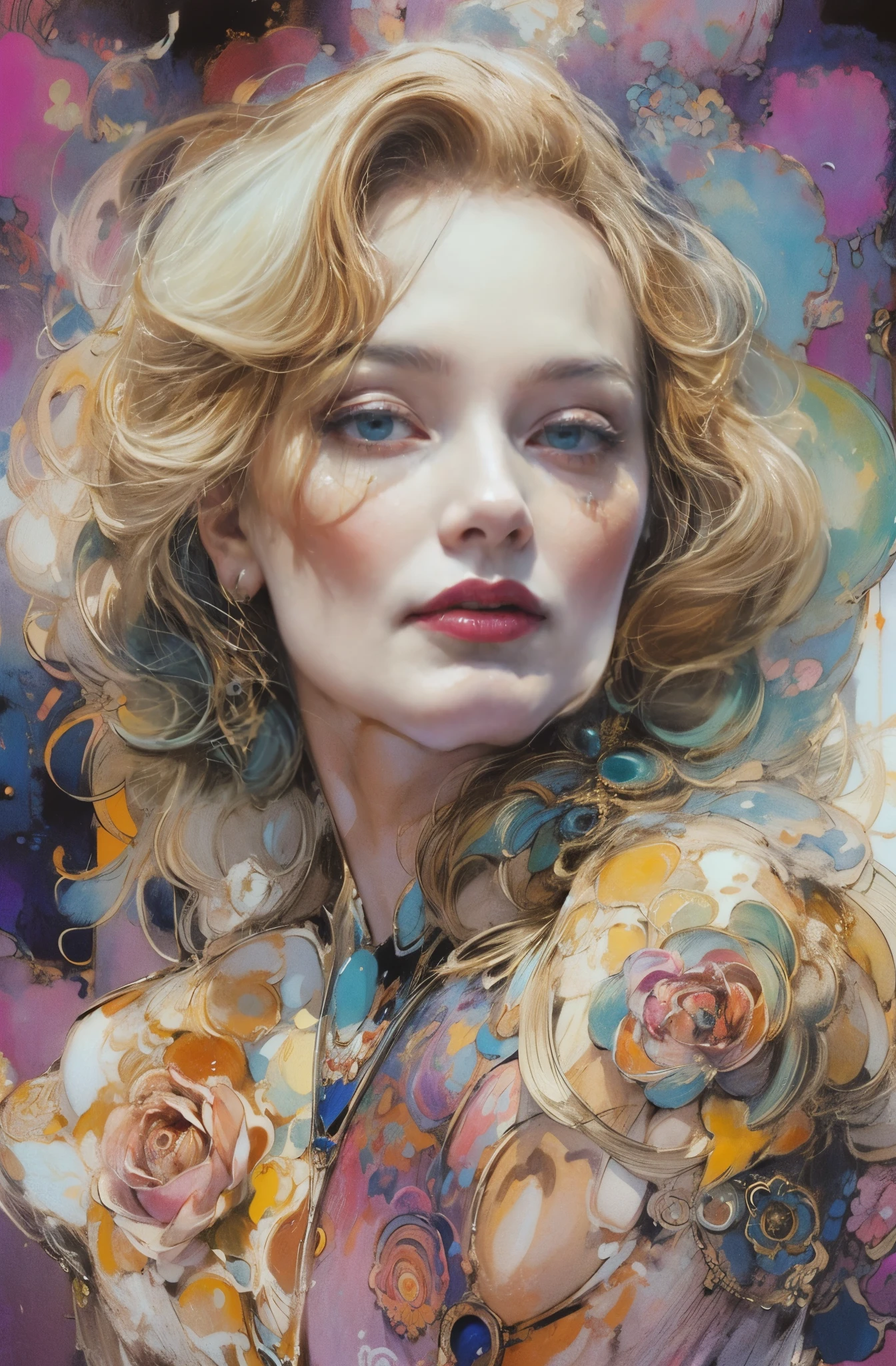 A beautiful portrait of a certain great actress, Marlene Dietrich, Icons of decadence, pretty much beautiful face, Ultra-detailed paintings inspired by WLOP, ArtStation Trends, Fantasy art, intricate WLOP, art of WLOP, WLOPart, WLOP |, the style of WLOP, Beautiful character drawings, WLOP painting style, WLOP | art germ, Unparalleled Beauty Tumbler, Figurative art, Intense watercolor, Watercolor detailed art, Watercolor splash, Surreal, Avant-garde pop art, Beautiful and expressive paintings, Beautiful artwork illustration, Very colorful tones, wonderful, Cool Beauty, masterpiece, highest quality, Official Art, women only, Sharp contours, Best Shot, Vector art, By Sandra Chevrier, Dave McKean、Richard Avedon、By Makiej Kusiala, Bright design