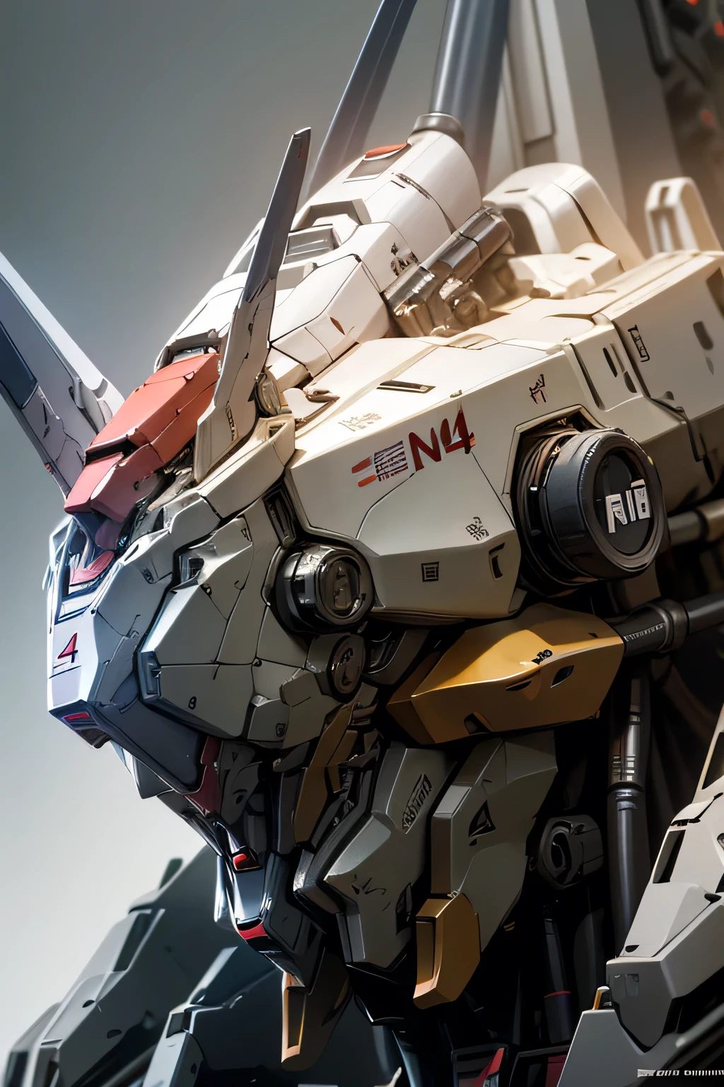 Gundam mecha , science fiction, front view, Sense of technology, C4D, Oc renderer, unreal engine, high detail, industrial design, 8k HD, studio light, retro
