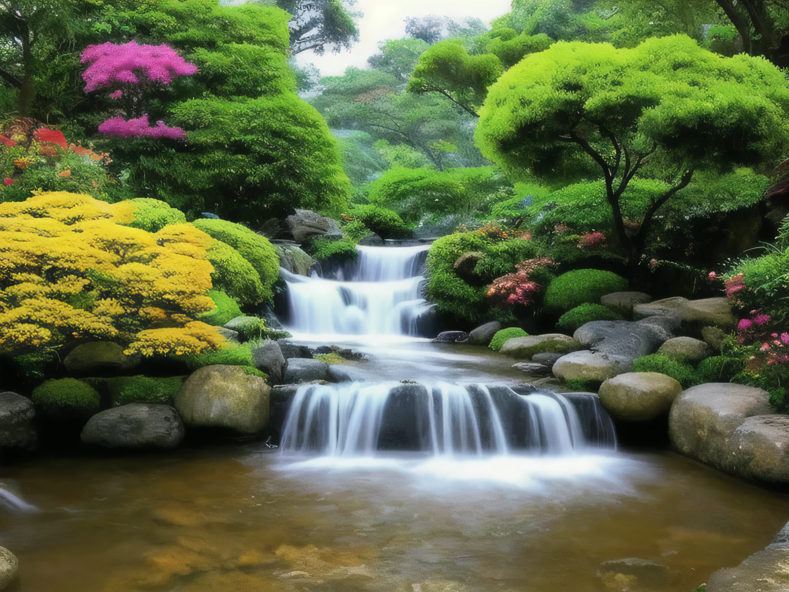 rain、rain、Mystical world Zen garden Dazzling clouds Gently flowing water Colorful flowers Colorful butterflies Fresh air Symphony of nature Perfect harmony Magical beauty Enchanting melodies Heavenly harmony Calming colors Paradise Serenity of nirvana Mystical aura Dreamy environment Waterfall Angels Pure bliss Divine presence Magical aura Eternal symphony of peace and happiness ，