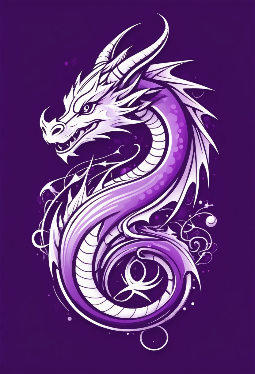 Logo de una dragon electrico con estilo agresivo tirando rallos lilas