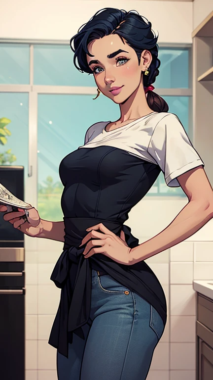 Com um dragão Ennifer Connelly, very long to the waist and half curly with bangs, seios pequenos, olhos grandes com um brilho apaixonado, olhos verdes mel, Um lindo sorriso, vestindo uma camiseta preta longa com um terno feminino verde e jeans, in a serious and sweet comic-style pose, alta qualidade Jennifer Connelly personagem mulher estilo Jennifer Connelly com marcas de guerras Imagem de desenho animado de uma mulher .Ilustra??o estilo desenho animado, estilo de arte dos desenhos animados, estilo de arte dos desenhos animados, digital illustration style, estilo atompunk projeto de pessoaagens altamente detalhado, arte digital detalhada coragem, Forest fan art, Design de personagens de retrato, beautiful digital illustration, retrato de alta qualidade, Arte em quadrinhos, mulher jovem cabelo com transas lindas . Queen Anna by Jennifer Connelly lined eyes Medium large bust and wonderful sexy clothes. image expression of sexual desire from waist to head illustration Queen Anne of Arendelle atompunk style Fallout 4 style pose playboy magazine sensual witch Character cartoon style facial expression happy beautiful smile and six medium small portrait mode waist up with lots of gold around her other stones portrait precious mode waist up queen of the south Jennifer Connelly GTA scenery dominatrix gold coins chest with jewelry with her boyfriend, um homem com barba preta, armado com um estilo militar, Jennifer Connelly Turnaround sheet Creates multiple images in different poses of the same cartoon character:1.2), Mulher do Sul do Brasil arafed woman in a housekeeper outfit posing in a kitchen, gorgeous housekeeper, anime girl in a housekeeper costume, garota sexy, housekeeper, housekeeper dress, a sexy housekeeper in a magical forest, housekeeper outfit, linda mulher de anime sedutora, cosplay, cosplay de  anime, beautiful housekeeperen, Alena Aenami e Artgerm, 