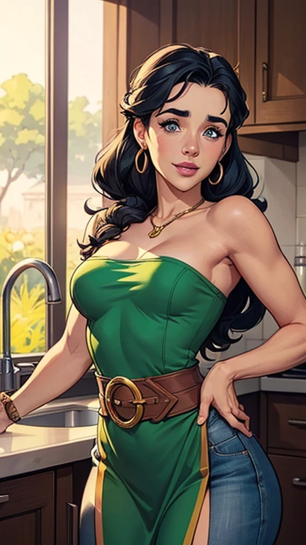 Com um dragão Ennifer Connelly, very long to the waist and half curly with bangs, seios pequenos, olhos grandes com um brilho apaixonado, olhos verdes mel, Um lindo sorriso, vestindo uma camiseta preta longa com um terno feminino verde e jeans, in a serious and sweet comic-style pose, alta qualidade Jennifer Connelly personagem mulher estilo Jennifer Connelly com marcas de guerras Imagem de desenho animado de uma mulher .Ilustra??o estilo desenho animado, estilo de arte dos desenhos animados, estilo de arte dos desenhos animados, digital illustration style, estilo atompunk projeto de pessoaagens altamente detalhado, arte digital detalhada coragem, Forest fan art, Design de personagens de retrato, beautiful digital illustration, retrato de alta qualidade, Arte em quadrinhos, mulher jovem cabelo com transas lindas . Queen Anna by Jennifer Connelly lined eyes Medium large bust and wonderful sexy clothes. image expression of sexual desire from waist to head illustration Queen Anne of Arendelle atompunk style Fallout 4 style pose playboy magazine sensual witch Character cartoon style facial expression happy beautiful smile and six medium small portrait mode waist up with lots of gold around her other stones portrait precious mode waist up queen of the south Jennifer Connelly GTA scenery dominatrix gold coins chest with jewelry with her boyfriend, um homem com barba preta, armado com um estilo militar, Jennifer Connelly Turnaround sheet Creates multiple images in different poses of the same cartoon character:1.2), Mulher do Sul do Brasil arafed woman in a housekeeper outfit posing in a kitchen, gorgeous housekeeper, anime girl in a housekeeper costume, garota sexy, housekeeper, housekeeper dress, a sexy housekeeper in a magical forest, housekeeper outfit, linda mulher de anime sedutora, cosplay, cosplay de  anime, beautiful housekeeperen, Alena Aenami e Artgerm, 