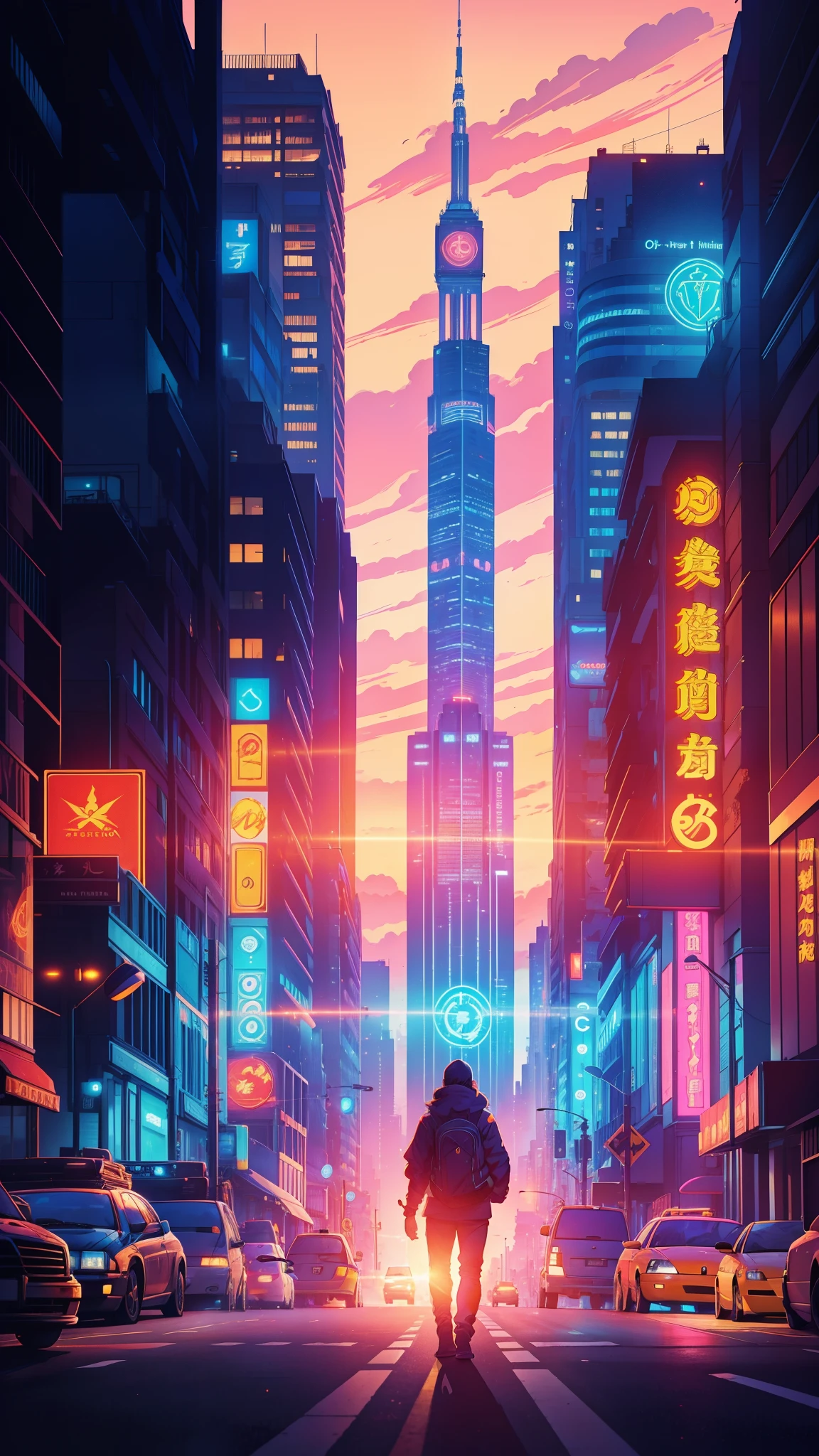 ((obra-prima)) a car that is passing by the street in the city, arte vetorial altamente detalhada, art deco outrun anime aesthestic, Dan Mumford. octan render, No estilo de arte de Dan Mumford, in illustration style digital, Directed by: Jason Benjamin, Retro illustration, inspirado em Tim Doyle, Dan Mumford. 8K octane rendering, Directed by: Kilian Eng, commercial illustration