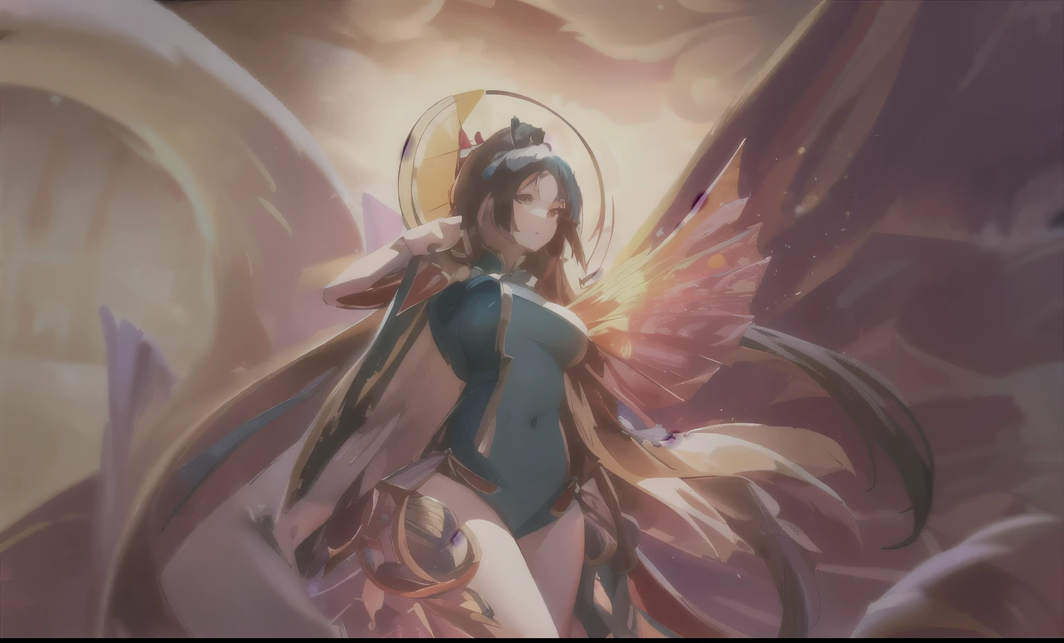((big breasts)), 1girl, solo, long hair, looking at viewer, hair ornament, dress, holding, bare shoulders, closed mouth, blue hair, yellow eyes, braid, artist name, covered navel, blue dress, chinese clothes, china dress, hand fan, folding fan, light grown hair, holding fan, (masterpiece,best quality:1.5), (masterpiece,best quality:1.5), Hold the fan with the right hand, the left hand does not hold the fan, Chinese imperial palace, feudal China, wooden castle, lake, (lantern), sparkling, (masterpiece,best quality:1.5), (masterpiece,best quality:1.5)