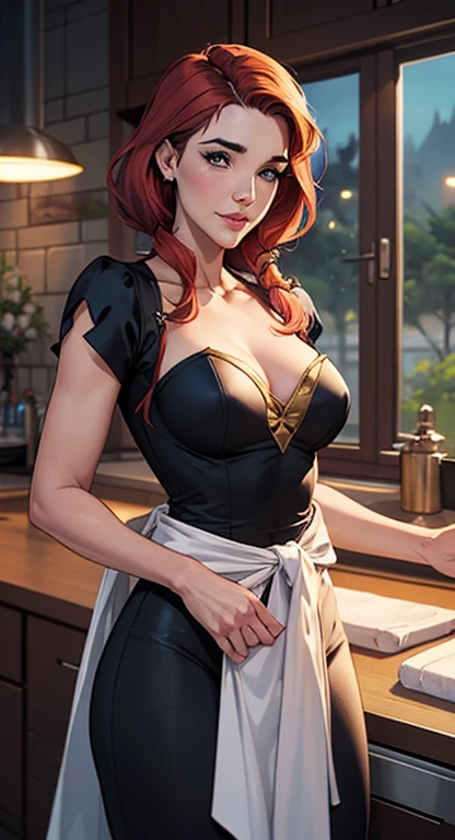 um desenho de uma mulher com roupa preta, red hair and demon face, Lois van Baarle e Rossdraws, lazy |, por Ryan Yee, by lazy, lazy art style, garota monstro, artgerm e lois van baarle, lazy and wlop, inspired by lazy, no estilo de Ross Tran, alta qualidade Jennifer Connelly personagem mulher estilo Jennifer Connelly com marcas de guerras Imagem de desenho animado de uma mulher .Ilustra??o estilo desenho animado, estilo de arte dos desenhos animados, estilo de arte dos desenhos animados, digital illustration style, estilo atompunk projeto de pessoaagens altamente detalhado, arte digital detalhada coragem, Forest fan art, Design de personagens de retrato, beautiful digital illustration, retrato de alta qualidade, Arte em quadrinhos, mulher jovem cabelo com transas lindas . Queen Anna by Jennifer Connelly lined eyes Medium large bust and wonderful sexy clothes. image expression of sexual desire from waist to head illustration Queen Anne of Arendelle atompunk style Fallout 4 style pose playboy magazine sensual witch Character cartoon style facial expression happy beautiful smile and six medium small portrait mode waist up with lots of gold around her other stones portrait precious mode waist up queen of the south Jennifer Connelly GTA scenery dominatrix gold coins chest with jewelry with her boyfriend, um homem com barba preta, armado com um estilo militar, Jennifer Connelly Turnaround sheet Creates multiple images in different poses of the same cartoon character:1.2), Mulher do Sul do Brasil arafed woman in a housekeeper outfit posing in a kitchen, gorgeous housekeeper, anime girl in a housekeeper costume, garota sexy, housekeeper, housekeeper dress, a sexy housekeeper in a magical forest, housekeeper outfit, linda mulher de anime sedutora, cosplay, cosplay de  anime, beautiful housekeeperen, Alena Aenami e Artgerm, 