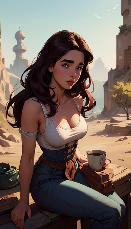 Female style character beautiful breasts symmetrical medium breasts Fiona queen Anna of Arendelle with war marks Cartoon image of a woman .Ilustra??o estilo desenho animado, estilo de arte dos desenhos animados, estilo de arte dos desenhos animados, digital illustration style, estilo atompunk design de personagens altamente detalhado, arte digital detalhada coragem, Forest fan art, Design de personagens de retrato, beautiful digital illustration, retrato de alta qualidade, Arte em quadrinhos, mulher jovem cabelo com transas lindas . Queen Anna of ArendelleBeautiful lined eyes Medium large bust and wonderful sexy clothes. image expression of sexual desire from waist to head illustration Queen Anne of Arendelle atompunk style Fallout 4 style pose playboy magazine a close-up of a woman sitting with a dragon Ennifer Connelly, very long to the waist and half curly with bangs, seios pequenos, olhos grandes com um brilho apaixonado, olhos verdes mel, Um lindo sorriso, vestindo uma camiseta preta longa com um terno feminino verde e jeans, in a serious and sweet comic-style pose, alta qualidade Jennifer Connelly personagem mulher estilo Jennifer Connelly com marcas de guerras Imagem de desenho animado de uma mulher .Ilustra??o estilo desenho animado, estilo de arte dos desenhos animados, estilo de arte dos desenhos animados, digital illustration style, estilo atompunk projeto de pessoaagens altamente detalhado, arte digital detalhada coragem, Forest fan art, Design de personagens de retrato, beautiful digital illustration, retrato de alta qualidade, Arte em quadrinhos, mulher jovem cabelo com transas lindas . Rainha Anna por Jennifer Connelly um desenho de uma mulher com roupa preta, red hair and demon face, Lois van Baarle e Rossdraws, lazy |, por Ryan Yee, by lazy, lazy art style, garota monstro, artgerm e lois van baarle, lazy and wlop, inspired by lazy, no estilo de Ross Tran