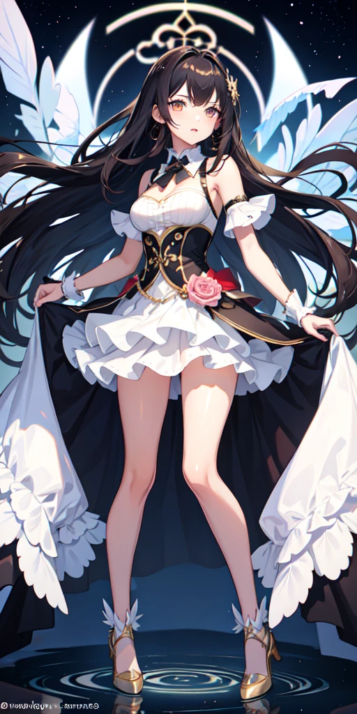 showgirl skirt, long hair, 1girl,