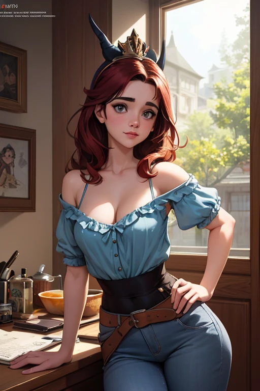 Female style character beautiful breasts symmetrical medium breasts Fiona queen Anna of Arendelle with war marks Cartoon image of a woman .Ilustra??o estilo desenho animado, estilo de arte dos desenhos animados, estilo de arte dos desenhos animados, digital illustration style, estilo atompunk design de personagens altamente detalhado, arte digital detalhada coragem, Forest fan art, Design de personagens de retrato, beautiful digital illustration, retrato de alta qualidade, Arte em quadrinhos, mulher jovem cabelo com transas lindas . Queen Anna of ArendelleBeautiful lined eyes Medium large bust and wonderful sexy clothes. image expression of sexual desire from waist to head illustration Queen Anne of Arendelle atompunk style Fallout 4 style pose playboy magazine a close-up of a woman sitting with a dragon Ennifer Connelly, very long to the waist and half curly with bangs, seios pequenos, olhos grandes com um brilho apaixonado, olhos verdes mel, Um lindo sorriso, vestindo uma camiseta preta longa com um terno feminino verde e jeans, in a serious and sweet comic-style pose, alta qualidade Jennifer Connelly personagem mulher estilo Jennifer Connelly com marcas de guerras Imagem de desenho animado de uma mulher .Ilustra??o estilo desenho animado, estilo de arte dos desenhos animados, estilo de arte dos desenhos animados, digital illustration style, estilo atompunk projeto de pessoaagens altamente detalhado, arte digital detalhada coragem, Forest fan art, Design de personagens de retrato, beautiful digital illustration, retrato de alta qualidade, Arte em quadrinhos, mulher jovem cabelo com transas lindas . Rainha Anna por Jennifer Connelly um desenho de uma mulher com roupa preta, red hair and demon face, Lois van Baarle e Rossdraws, lazy |, por Ryan Yee, by lazy, lazy art style, garota monstro, artgerm e lois van baarle, lazy and wlop, inspired by lazy, no estilo de Ross Tran