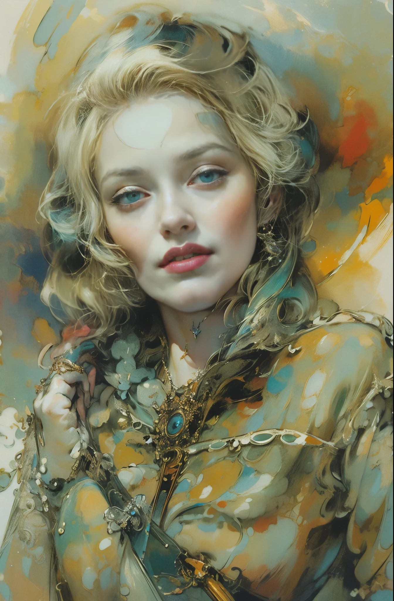 A beautiful portrait of a female pilot, Marlene Dietrich, Icons of decadence, pretty much beautiful face, Ultra-detailed paintings inspired by WLOP, ArtStation Trends, Fantasy art, intricate WLOP, art of WLOP, WLOPart, WLOP |, the style of WLOP, Beautiful character drawings, WLOP painting style, WLOP | art germ, Unparalleled Beauty Tumbler, Figurative art, Intense watercolor, Watercolor detailed art, Watercolor splash, Surreal, Avant-garde pop art, Beautiful and expressive paintings, Beautiful artwork illustration, Very colorful tones, wonderful, Cool Beauty, masterpiece, highest quality, Official Art, women only, Sharp contours, Best Shot, Vector art, By Sandra Chevrier, Dave McKean、Richard Avedon、By Makiej Kusiala, Bright design