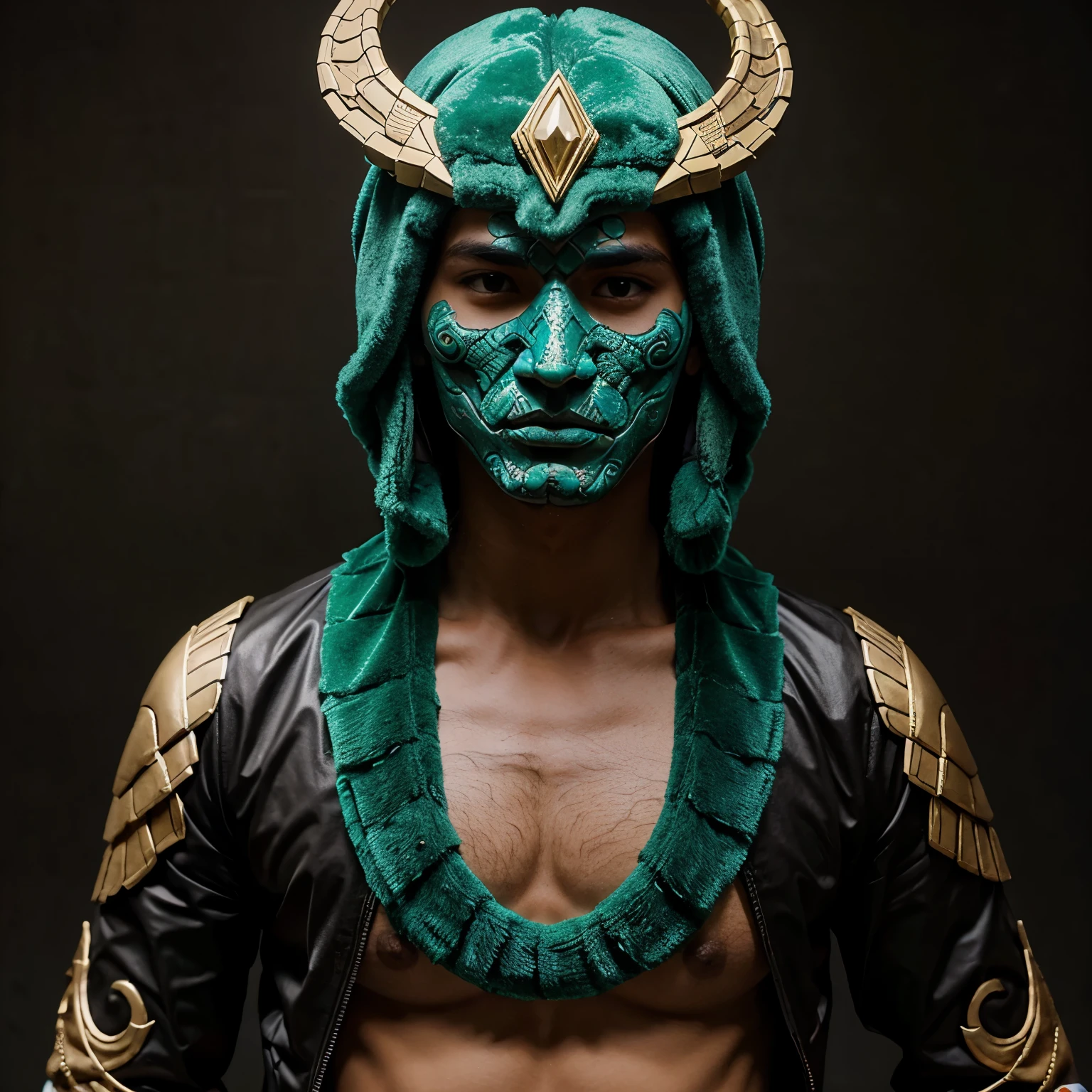 Imaguia a Quetzalcoatl en forma de hombre al estilo anime