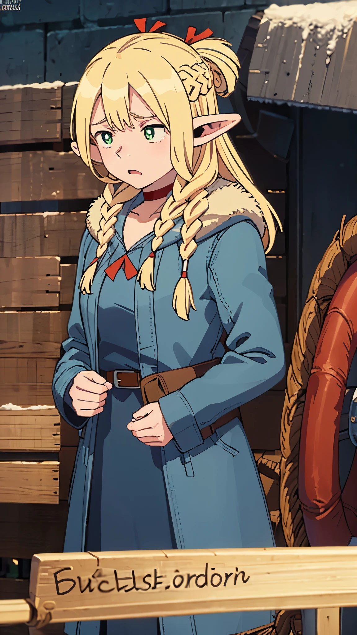 tired expression, cold, (wearing a parka, winter jacket, warm clothes, cloth with fur), comics,fantasia,marvel e DC, blizzard, walking, snow background, dmeshimarcil, choker, belt, capele