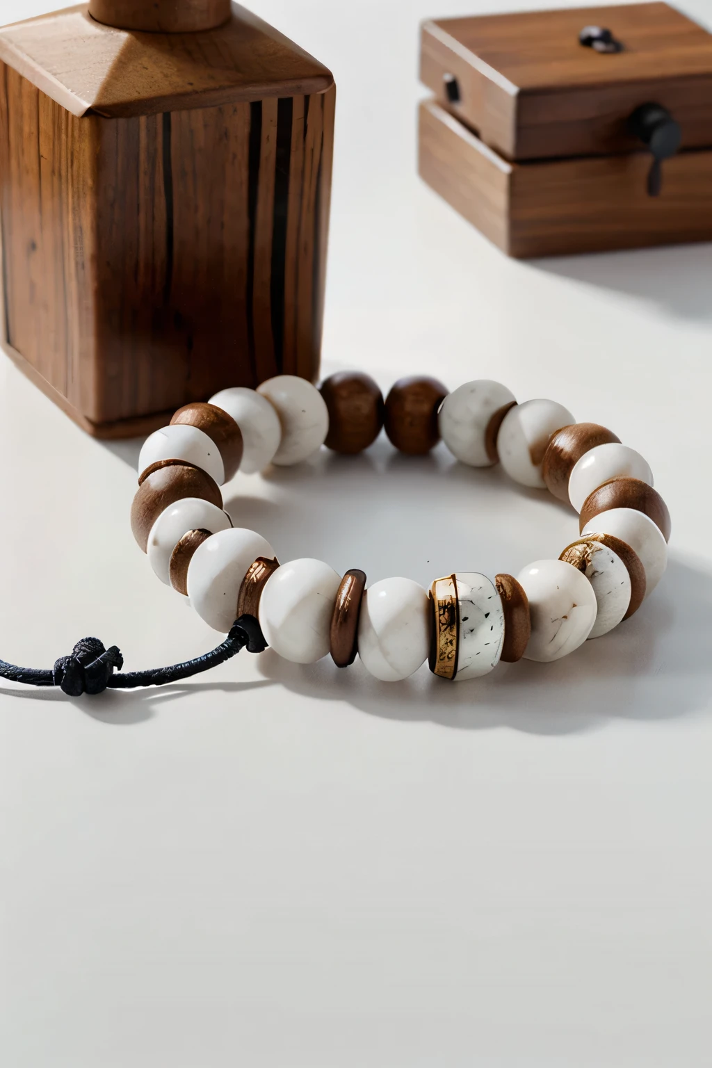 Sandalwood bracelet on the table,White background,Product renderings