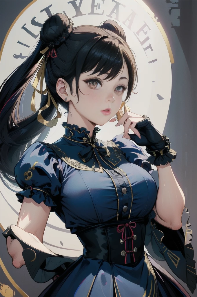 Sfw, (vivid colors,ultra-detailed),(best quality:1.37)chun li reimagined as a Victorian goth girl in a dark Victorian era backdrop, full body,