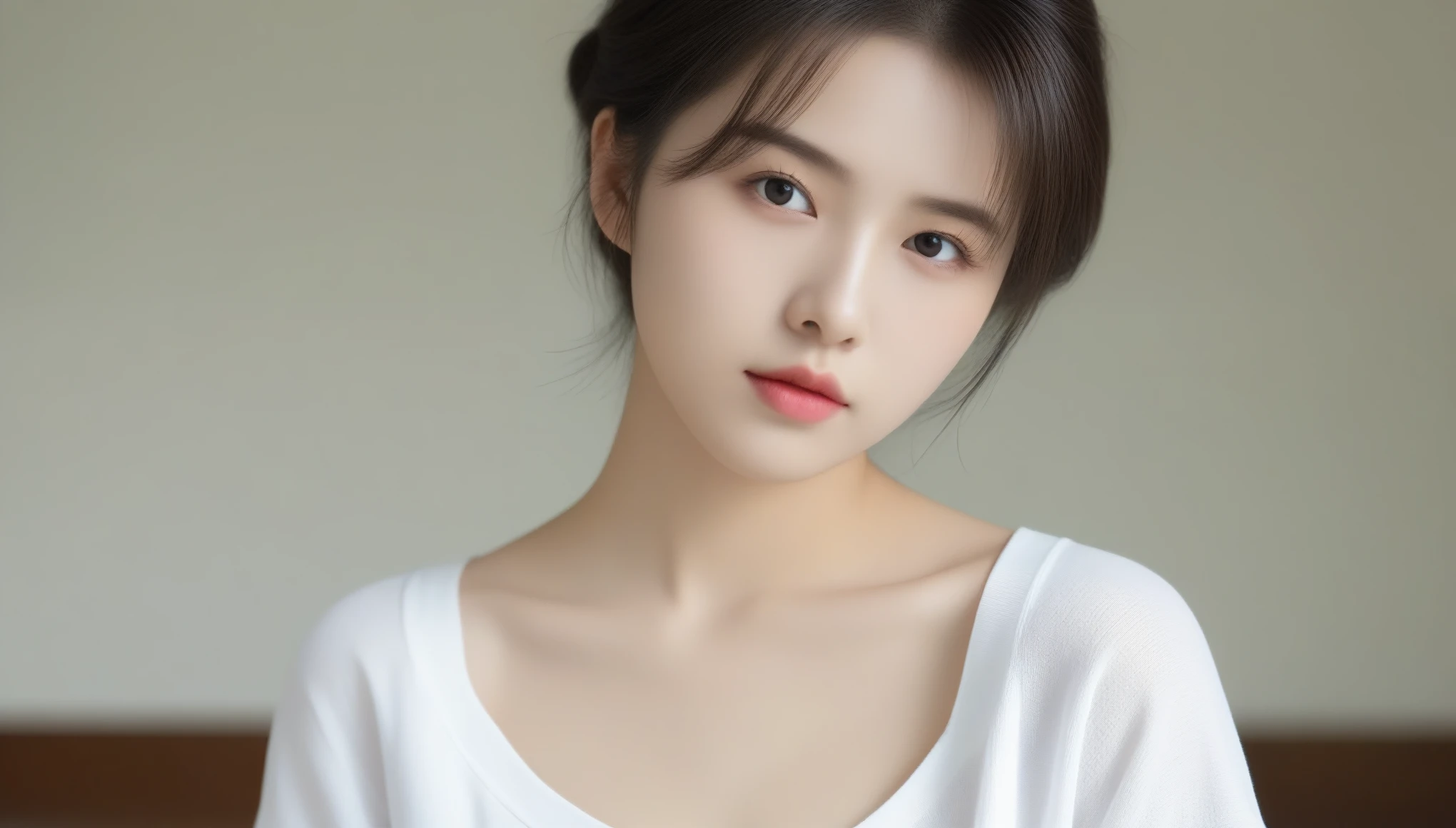 8k, Ultra-high resolution, highest quality, masterpiece, Surreal, photograph, 1 girl, (16 years old:1.3), pretty girl, Cute face, Beautiful eyes in every detail, 細かくdetailedに,((highest quality, 8k, Tabletop: 1.3, RAWphotograph)), Sharp focus: 1.2, (1. AESPA Girl :1.1), alone, (Realistic, Realistic: 1.37), (Face Focus: 1.1), Cute face, 超detailedな顔, Short, unkempt hair, Small breasts, Flat Chest, (Chiffon shirt: 1.2), Wind, Are standing, classroom, Depth of written boundary, Background blur, Cattleya,White panties、Sexy pose、See through 、Looking at the audience、beauty,Long neck、Laugh a little、Please close your mouth and laugh、(((Ideal body type))),A-cup small breasts :2,、Portraiture:2、Perfect Anatomy、鮮明なdetailed、detailed、Surreal、Light and shadow,Strong light,Fashion magazine cover,Thin lips