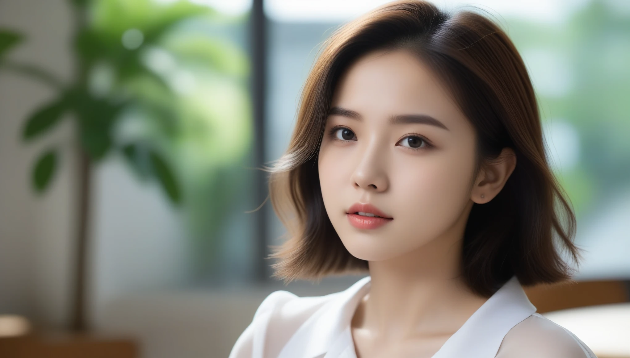 8k, Ultra-high resolution, highest quality, masterpiece, Surreal, photograph, 1 girl, (:1.3), pretty girl, Cute face, Beautiful eyes in every detail, 細かくdetailedに,((highest quality, 8k, Tabletop: 1.3, RAWphotograph)), Sharp focus: 1.2, (1. AESPA Girl :1.1), alone, (Realistic, Realistic: 1.37), (Face Focus: 1.1), Cute face, 超detailedな顔, Short, unkempt hair, Small breasts, Flat Chest, (Chiffon shirt: 1.2), Wind, Are standing, classroom, Depth of written boundary, Background blur, Cattleya,White panties、Sexy pose、See through 、Looking at the audience、beauty,Long neck、Laugh a little、Please close your mouth and laugh、(((Ideal body type))),A-cup small breasts :2,、Portraiture:2、Perfect Anatomy、鮮明なdetailed、detailed、Surreal、Light and shadow,Strong light,Fashion magazine cover,Thin lips