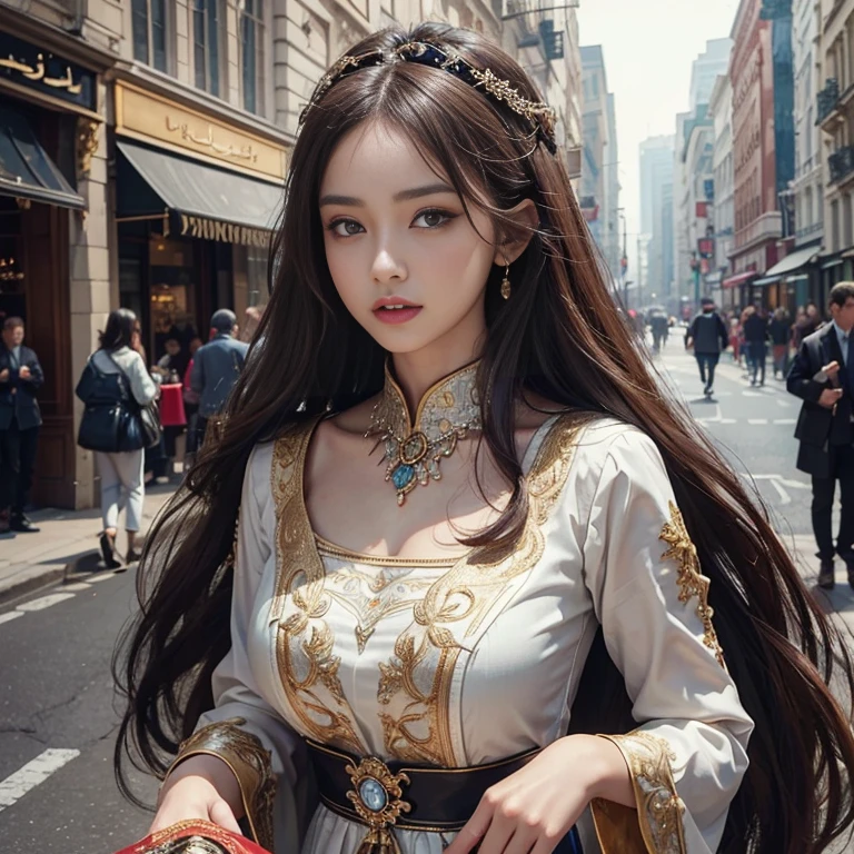 As a high-resolution image of a horse on the busy street of Baker Street. This horse boasts exquisite detailing and a vintage aesthetic., Capturing the essence of a bygone era. rider, Hair fluttering in the wind, They run confidently through the crowded streets.、It gives me joy and happiness。.

Focus on the highest quality, An image made to be a masterpiece in itself. Boasting 8K resolution, Perfectly capture every intricate detail、can be displayed. The image quality is unparalleled, Create a visually stunning experience for your audience. The overall image exudes an award-winning aura.,

The face is at the center of the image, Drawn with meticulous attention to detail. All Contours, Features, Facial expressions are captured with great accuracy. Viewers can immerse themselves in ultra-high resolution detailed faces, Marvel at the vivid depictions. eye, especially, It is an attractive focal point, Shining with stunning detail and realism.

Add depth and visual interest, The ancient Islamic costumes worn give off an exotic vibe., enhancing the overall aesthetic of the image. Tatoo in the chest gives attractive charm, Symbolize their attractive personality.

The color palette of the image is、Carefully selected to evoke a nostalgic and timeless atmosphere。. 