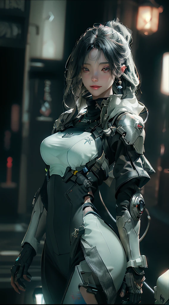 ((Best quality)), ((masterpiece)), (detailed:1.4), 3D, an image of a beautiful cyberpunk female,HDR (High Dynamic Range),Ray Tracing,NVIDIA RTX,Super-Resolution,Unreal 5,Subsurface scattering,PBR Texturing,Post-processing,Anisotropic Filtering,Depth-of-field,Maximum clarity and sharpness,Multi-layered textures,Albedo and Specular maps,Surface shading,Accurate simulation of light-material interaction,Perfect proportions,Octane Render,Two-tone lighting,Wide aperture,Low ISO,White balance,Rule of thirds,8K RAW,