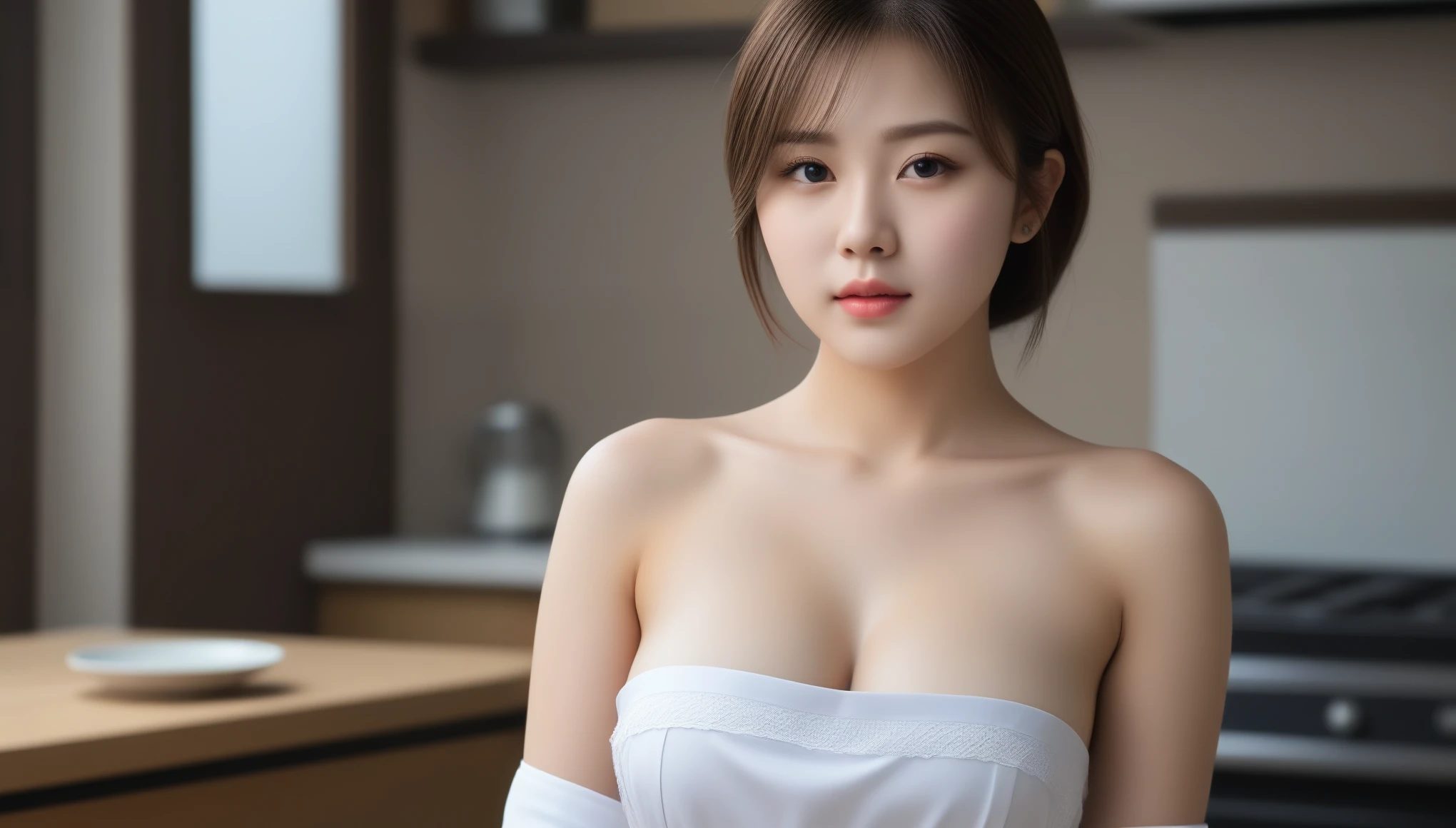A close up of a woman in a white dress posing for a picture - SeaArt AI