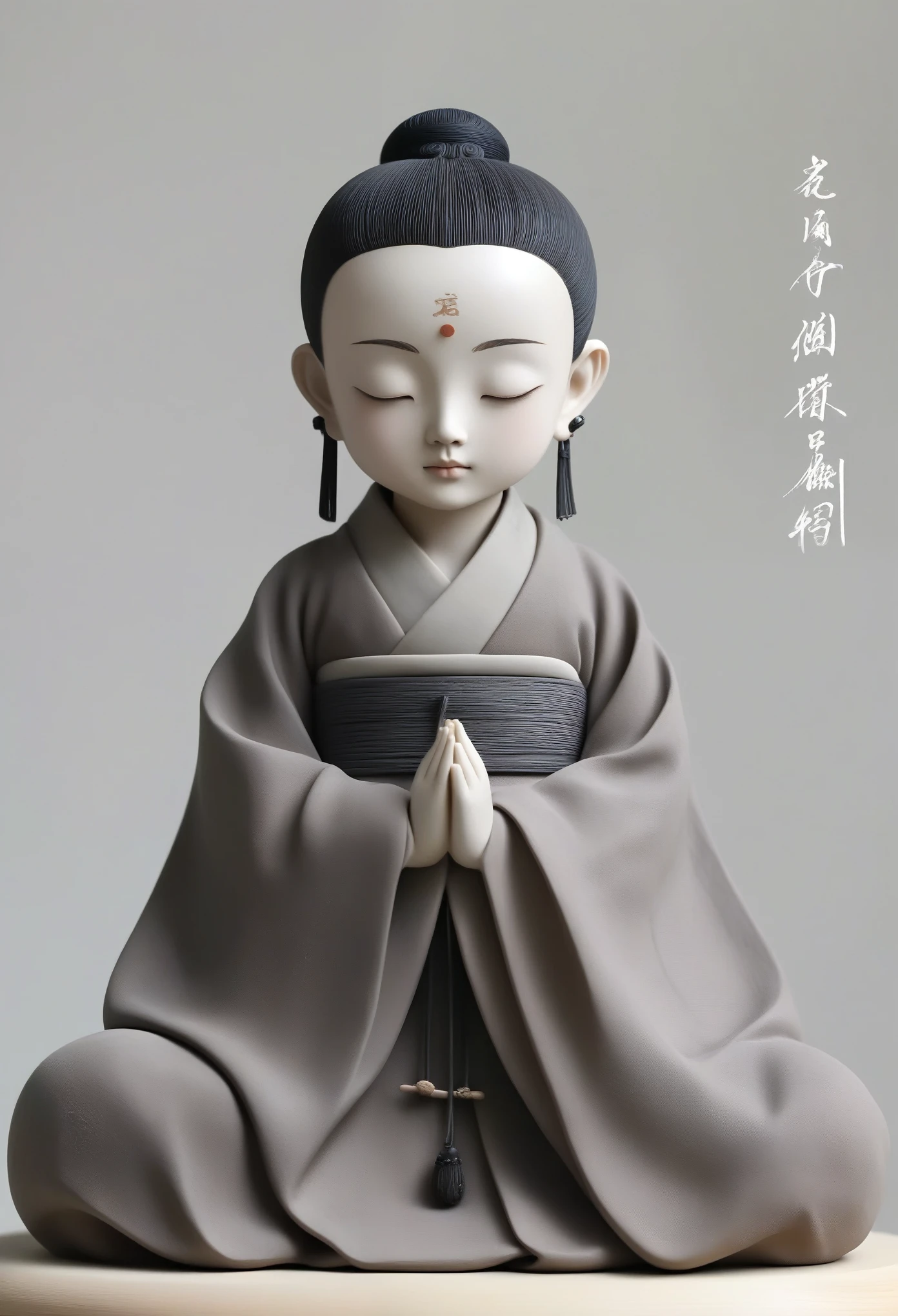 (masterpiece, best quality:1.2),Ultra-light clay，soil，Clay，Rough knitted texture，old，dirty， mineral pigments，3DClayclay sculpture艺术，clay sculpture，Rough surface，（Little Monk）Rough surface和肌理，陶土clay sculpture艺术：1.37，(((Words on the body。Tattoo。There are text patterns on Hanfu，)))whole body，Super detailed,solitary，Clean background