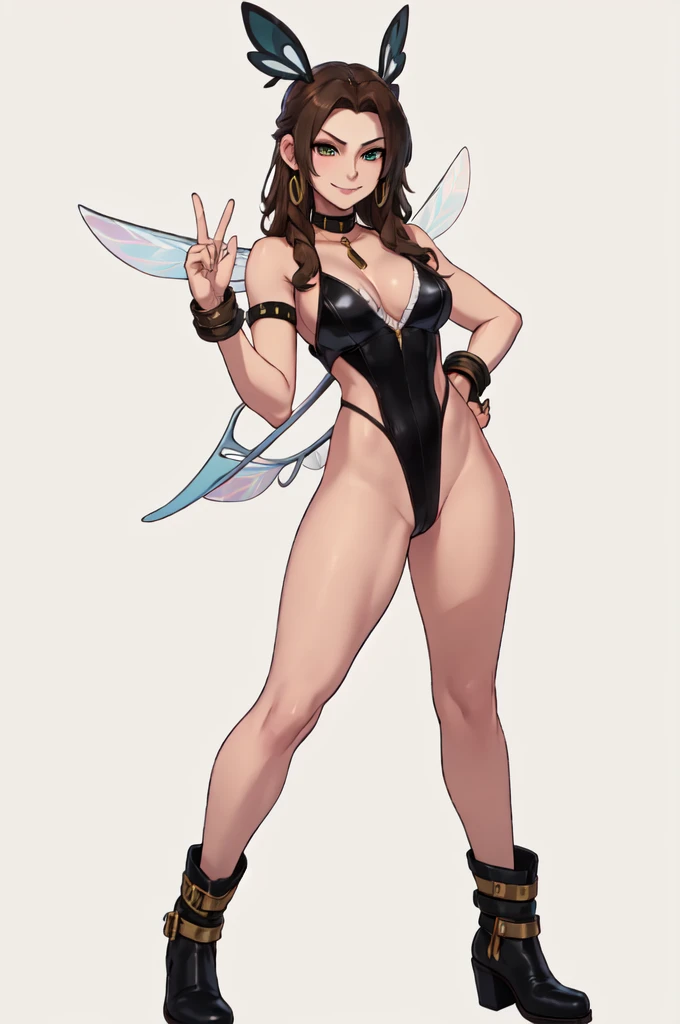 sfw, cartoon, aerith gainsborough reimagined as a horny girl in honeybee costume frome final fantasy 7, full body, (masterpiece, best quality), beautiful face, (22yr old, beautiful girl, solo:1.1),brown_hair ,long_hair, pixiv, evil smile, sadistic, erotic lips, seductive eyes, drooping eyes, provocative expression, smirks, squint, enraptured, fascinated, scornful laughter, aroused, lovely, naughty face, half closed eyes, fearless smile, crazy smile,toned female, glamorous perfect female proportion, wide hips, extremely shiny, reflecting light, awesome metallic surface texture, cute, akiba, anime face, moe, yellow and black striped hair, wasp ornament, Yellow and black striped boots, wasp transparent wings, bee Transparent wings, wasp antennae, wasp printed, Honeycomb printed, poison needle, yellow and black striped fur, spike choker, earrings, best quality, amazing quality, very aesthetic,