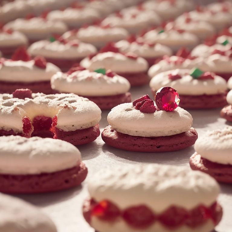 「​masterpiece」「Top image quality」「Ultra-high-density CG」White background、Ruby macarons、