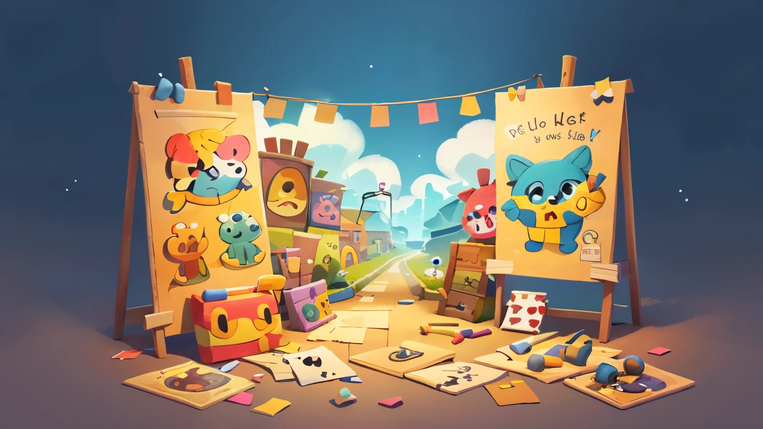masterpiece,best quality,Cartoon,Game card drawing activity background