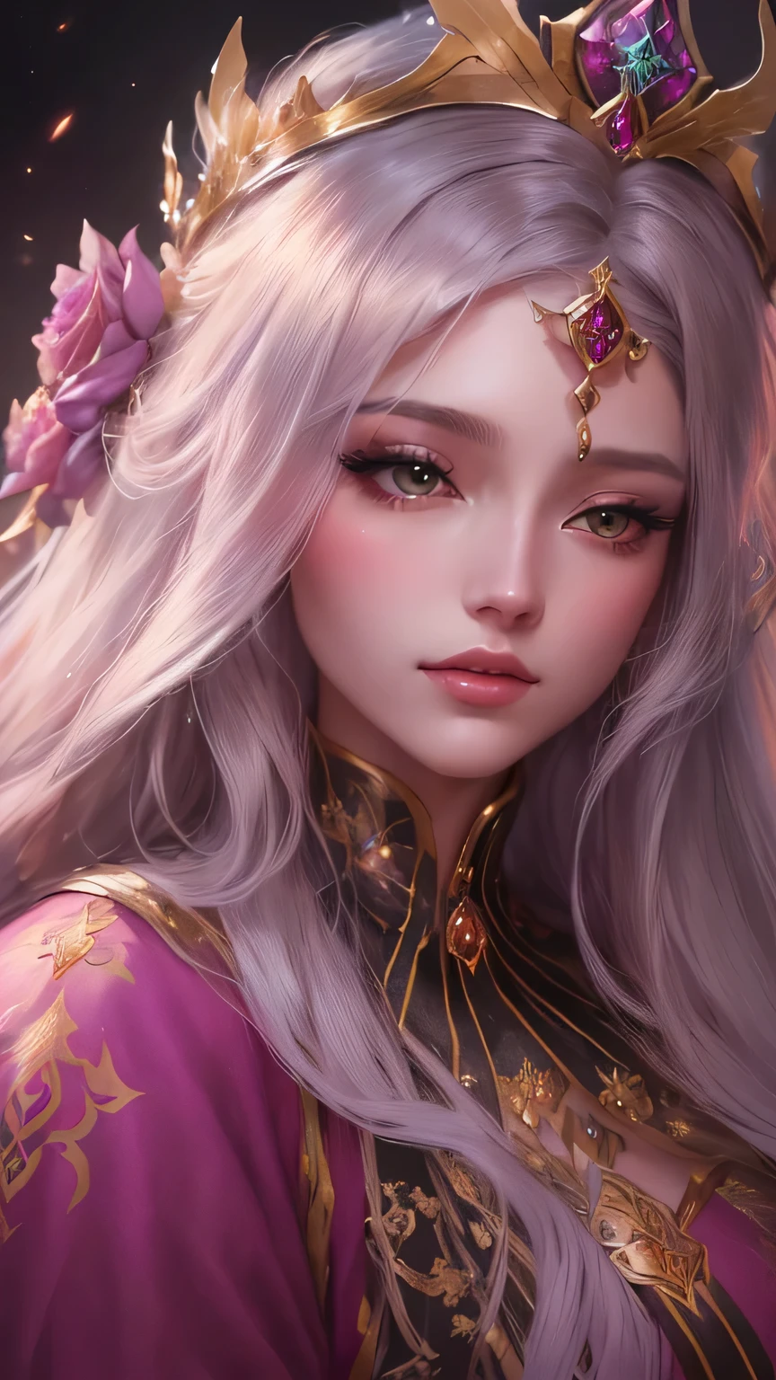 Close-up of a long-haired woman wearing a crown, ((Beautiful Fantasy Empress)), 8k high quality detailed art, Fantasy art style, Beautiful Fantasy Empress, beautiful Fantasy Portrait, Beautiful fantasy art portrait, Beautiful character drawings, Gweiz-style artwork, Heavenly Beauty, Beautiful fantasy art, Digital fantasy art ), Beautiful anime portraits, Fantasy Portrait