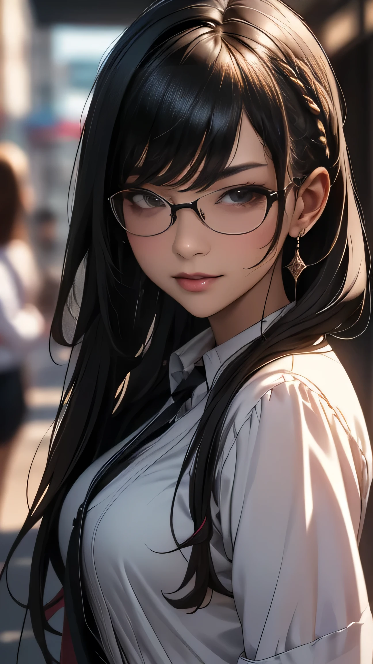 high school girl,(leaning forward:1.2),(random hairstyle),(Highest image quality,(8K), Ultra-realistic, Best Quality, High quality, High Definition, high quality texture, high detailing, Beautiful detailed, fine detailed, extremely details CG, Detailed texture, realistic representation of face, masterpiece, presence)