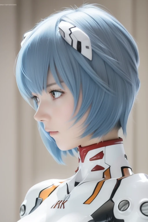 ( (8k:1.27), highest quality, masterpiece, Ultra-high resolution:1.2) Japanese women photos (beautiful:1.2), realistic, Realistic portrait, Upper body photo, One Woman, Looking right to the side, 
Live-action Evangelion, Rei Ayanami, Rei Ayanami, 
Real skin, Accurate anatomical structure, short hair, Blue Hair, Red eyes, Red Eyes, Shoulder width is normal, Sloping shoulders, small breast, 
Evangelion headset, Plug Suit, シンプルなデザインのPlug Suit, Tight fitting bodysuit,