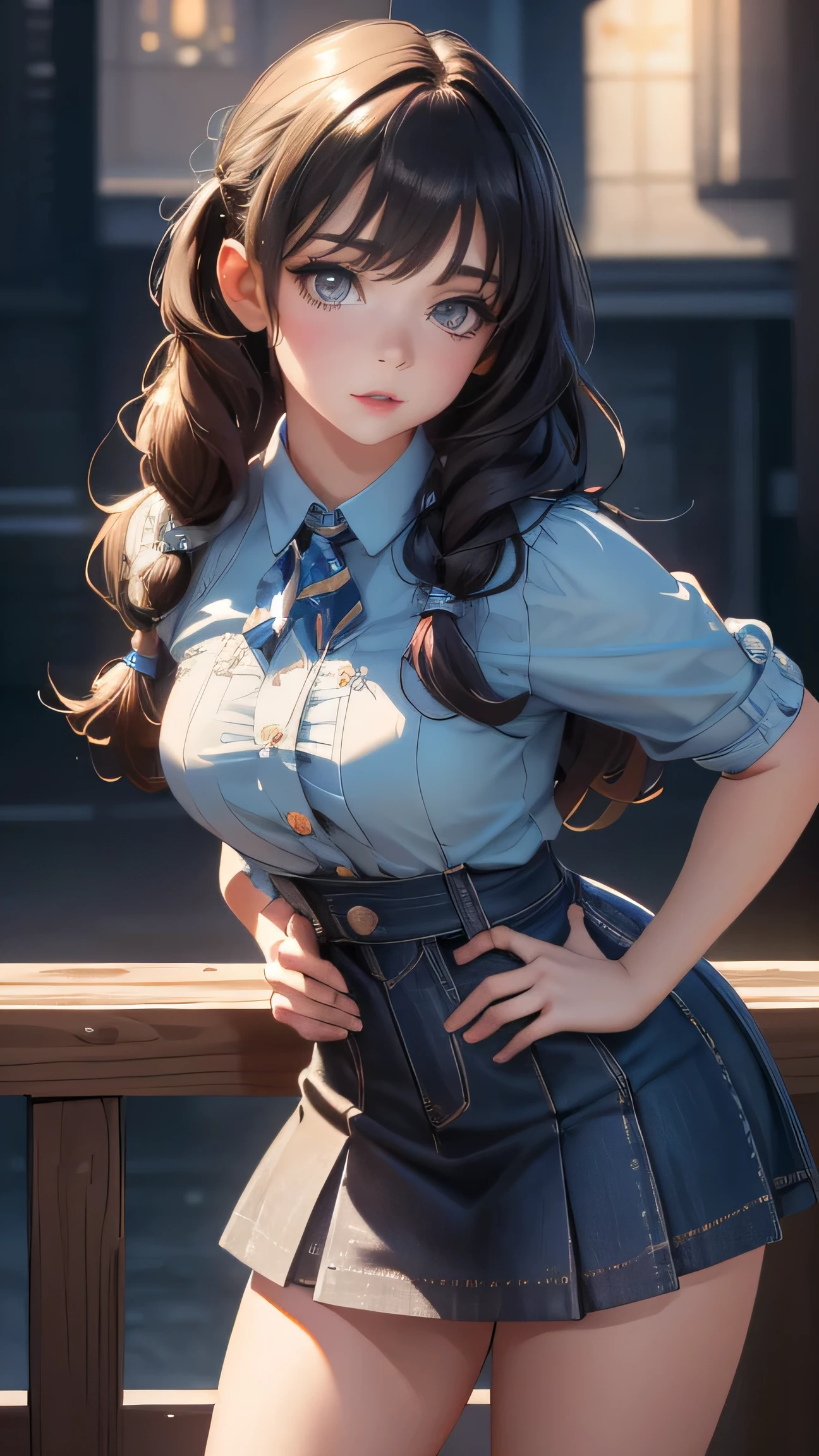 full body,high school girl,(leaning forward:1.2),(random hairstyle),(Highest image quality,(8K), Ultra-realistic, Best Quality, High quality, High Definition, high quality texture, high detailing, Beautiful detailed, fine detailed, extremely details CG, Detailed texture, realistic representation of face, masterpiece, presence)