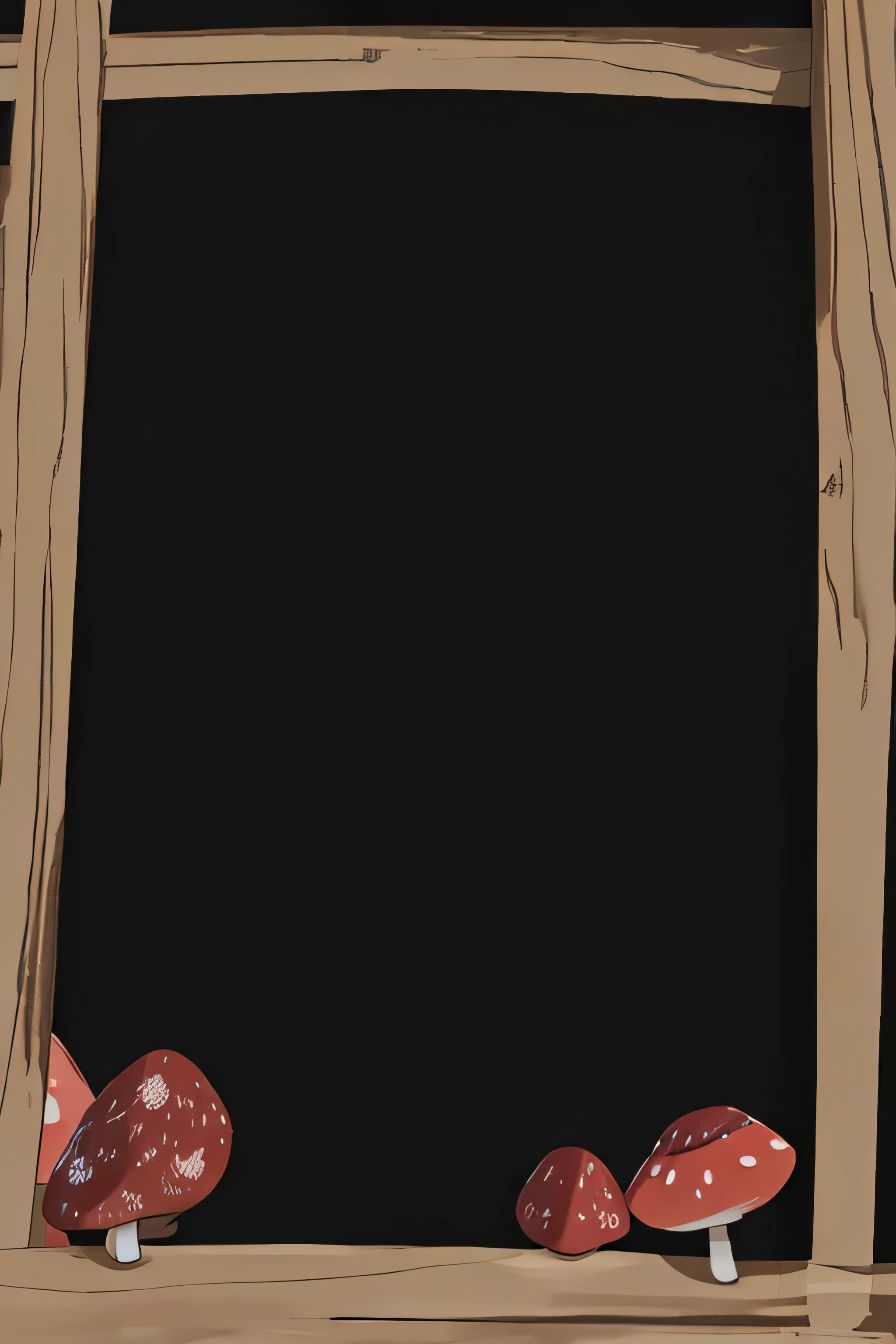 Border art，Wooden border，There are red mushrooms underneath