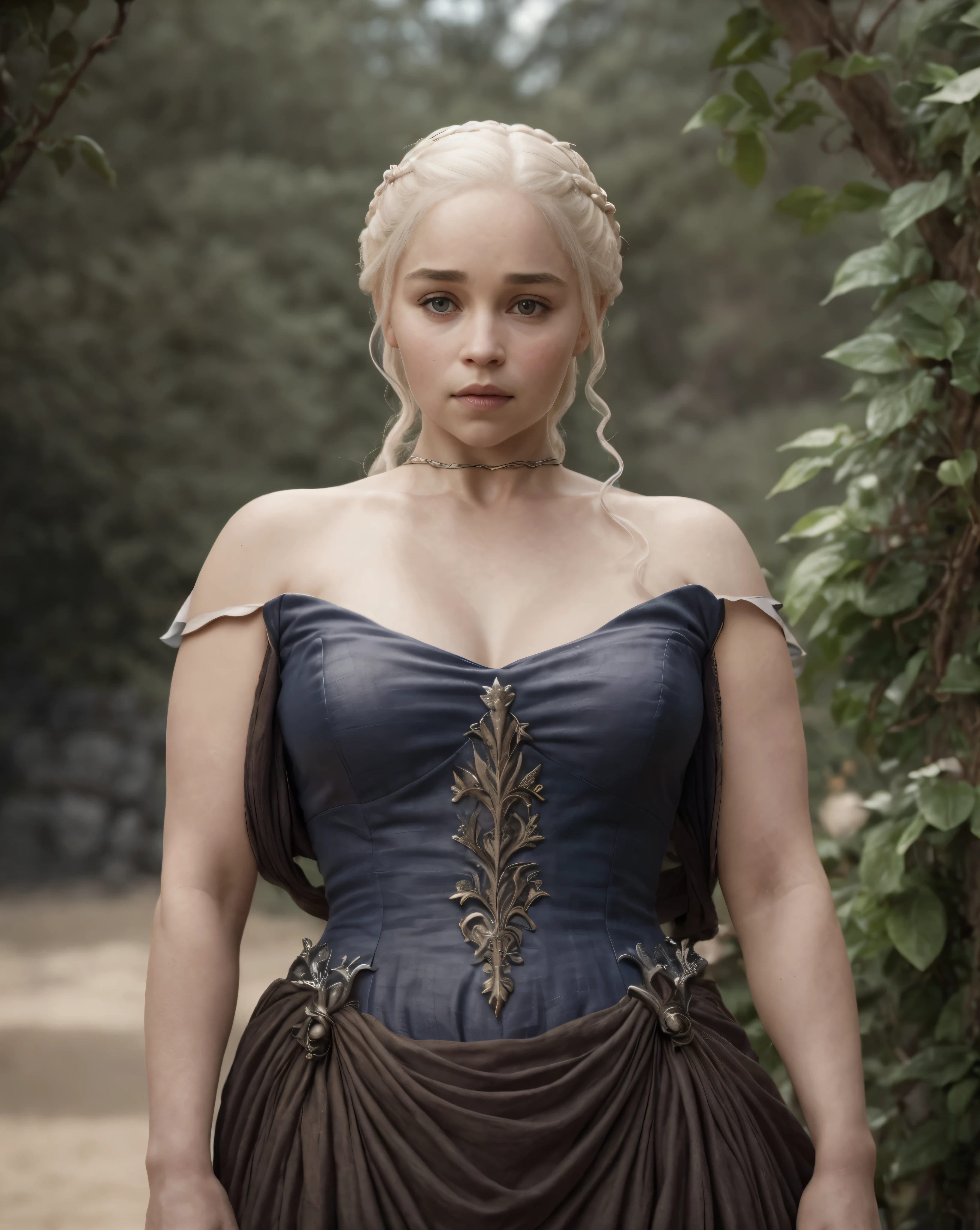 Solo woman, Linen cloth, linen dress, Emilia Clarke as Daenerys Targaryen, 45 years old woman, thick figure, bulky figure, dress inspired by mediaeval period Royal lady, mediaeval maid linen dress, Royal Satin dress, Perfect eyes, flawless Beauty, pierced eyes, Masterpiece, Daenerys Targaryen, Gorgeous woman, queen, Queen Lady, Princess of Dragonstone, beautymarks on breast, The Unburnt, Queen of Meereen, Queen of the Andals, the Rhoynar and the First Men (claimant), Protector of the Seven Kingdoms (claimant), Khaleesi of the Great Grass Sea, Breaker of Shackles, Mother of Dragons, The One Who Was Promised, Lady of Dragonstone , 45 years Old, she is a Full growned lady now, beautiful mature lady, the queen, milf beauty, mature queen, Best quality, a small, charming Beauty, a captivating woman, fully ripen milf body, lustful queen, alluring appearance, unrivaled beauty, wonderful breasts, large breasts, mediaeval erotic costumes, a Game of Thrones-inspired costume, a close-up of a woman from the middle ages, Daenerys Targaryen, Daenerys, resembles Emilia Clarke, Emilia Clarke, scene from "Game of Throne," deep cleavage, warrior princess, healthy body, perfect thick body, attractive figure, fleshy body, style of "Game of Throne," beautiful lady, beautiful woman, mediaeval clothes, stunning woman, 8K, insane details, dress made of clothes and jewelry, perfect hair, styled hair, beautifully braided hair, high clarity eyes, perfect hands, perfect fingers, perfect eyes, single female, 