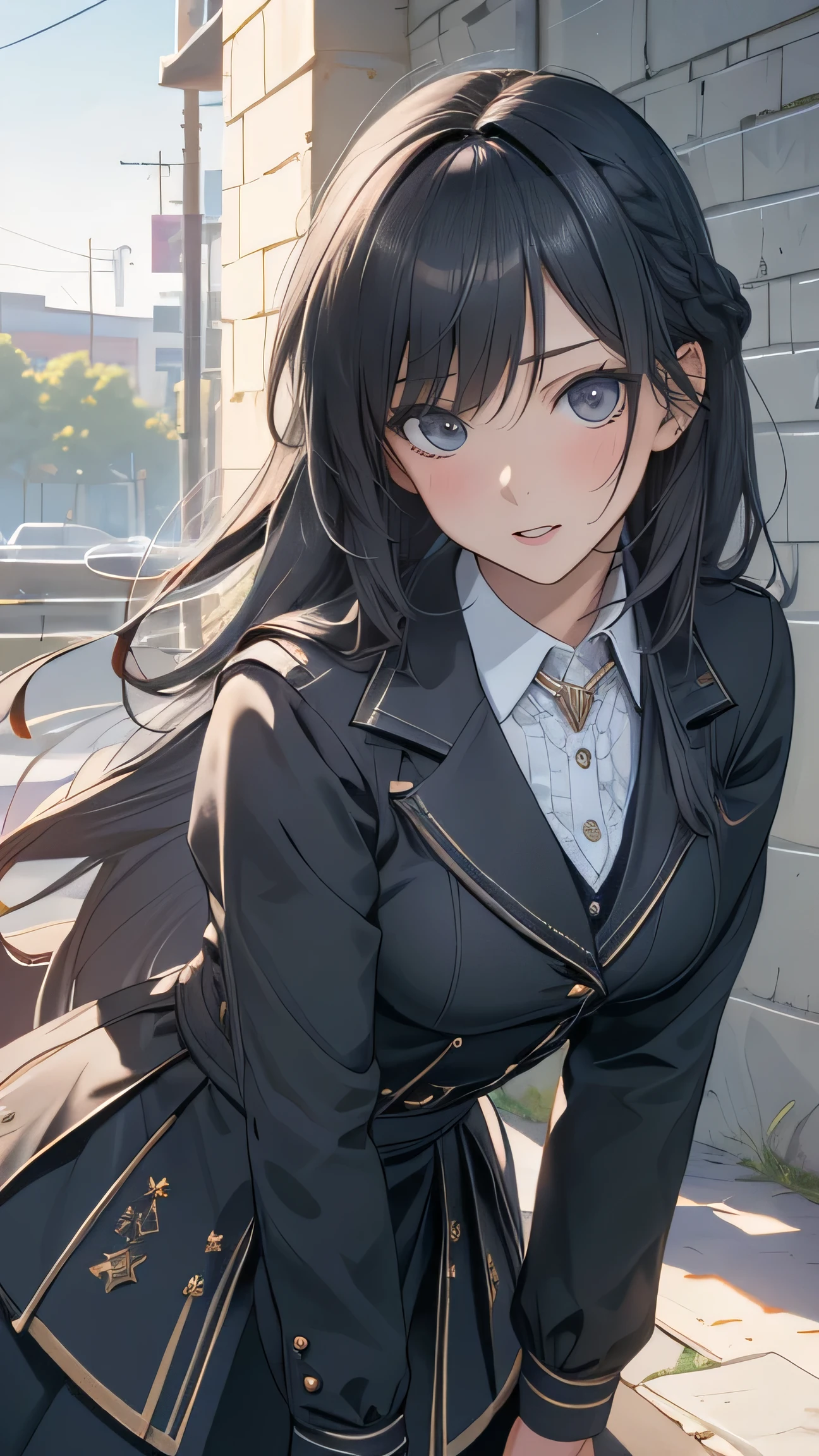 high school girl,(leaning forward:1.2),(random hairstyle),(Highest image quality,(8K), Ultra-realistic, Best Quality, High quality, High Definition, high quality texture, high detailing, Beautiful detailed, fine detailed, extremely details CG, Detailed texture, realistic representation of face, masterpiece, presence)