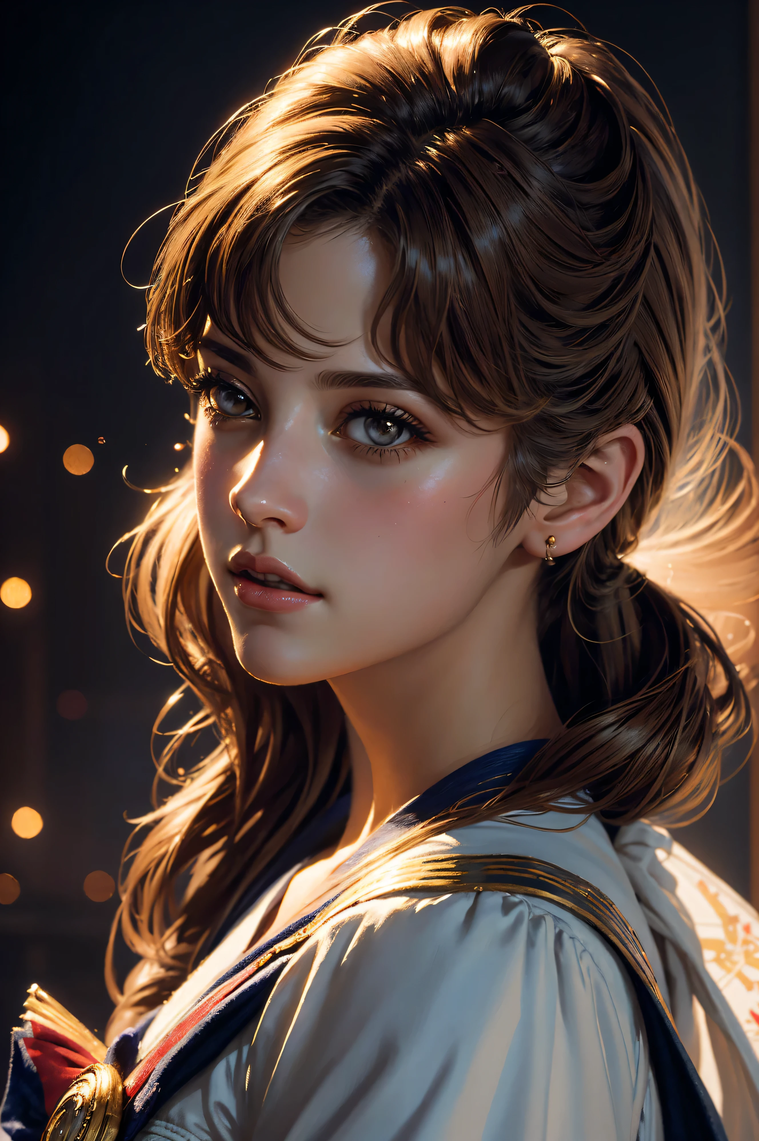 Detailed paint of sailor moon Lyndsy Fonseca, highly detailed paiting by gaston bussiere, craig mullins, j.c. leyendecker, 8k, royal painting, dynamic lighting, colorful lighting