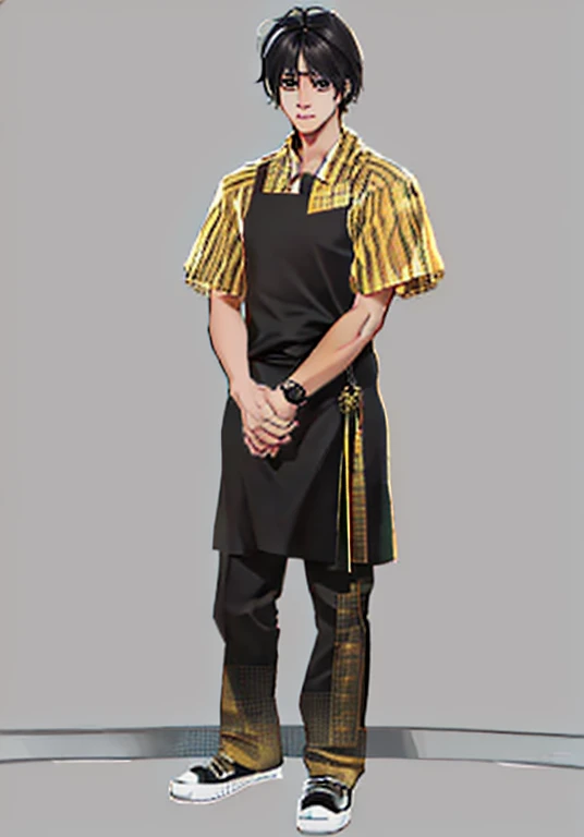 standing, full body, simple background, clerk, male, Handsome