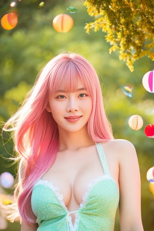 （show off breasts）,(現実of, photo-現実of:1.37),(8k, RAW Photos, highest quality, masterpiece:1.2), cute, boost mood,Dayu Seren, Very delicate and beautiful girl,Very detailed, , Genuine, incredibly Absurd, Abstraction, snatch, very elaborate body, Sexy smile, young,20-year-old, Heart-shaped pupils,of, highest quality,Very detailed顔,Pink Hair, Two-tone hair, Beautiful fine hair, Exquisite and beautiful face,Clear Eyes, Soft lips, Very accurate and detailed, Absurd, Very CGI-like,Huge breasts,（Exposing the breasts:1.37),Accentuate your breasts,カラフルなConfetti: Ultra-detailed scenes of joy and celebration, High quality In a lively and enthusiastic atmosphere, 鮮やかなConfettiが澄んだ空気に舞う, Soft, Warm sunshine. Confetti, Myriad colors, Contains red hues, orange, yellow, green, green, indigo, and purple, Create a kaleidoscope of light that illuminates the festive scene. それぞれのConfettiには複雑な模様と質感が表現されている, highest qualityで撮影すると、魅惑ofなディテールが輝きます, Ultra-high resolution. このmasterpieceは