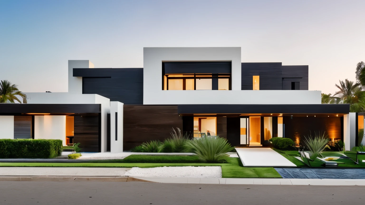 Design a stunning modern house in Portugal, envisaged by the serene and east-meets-west style of Kelly Hoppen combined with the luxurious, bold design signature of Peter Marino. Captured through a Leica SL2 with a 28mm Summilux lens -- this architectural shot showcases an elegant blend of minimalism and opulence, featuring smooth, clean lines with rich textures and a sophisticated color palette of creams, golds, and dark woods; the interior includes flowing, open spaces that mix traditional Eastern motifs with Western modernity, lavish furnishings, and expansive glass walls that open to breathtaking ocean views, capturing the essence of luxury living with a cross-cultural aesthetic during the perfect golden hour