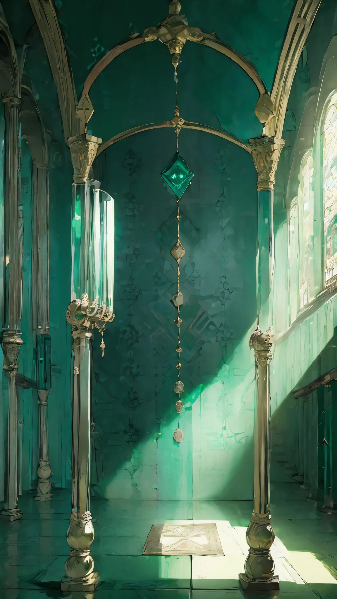 ((background only:2)),Best quality,8k、(Emerald Tablet:1.2),in the mosque,biopunk,test tube,Divine Lighting