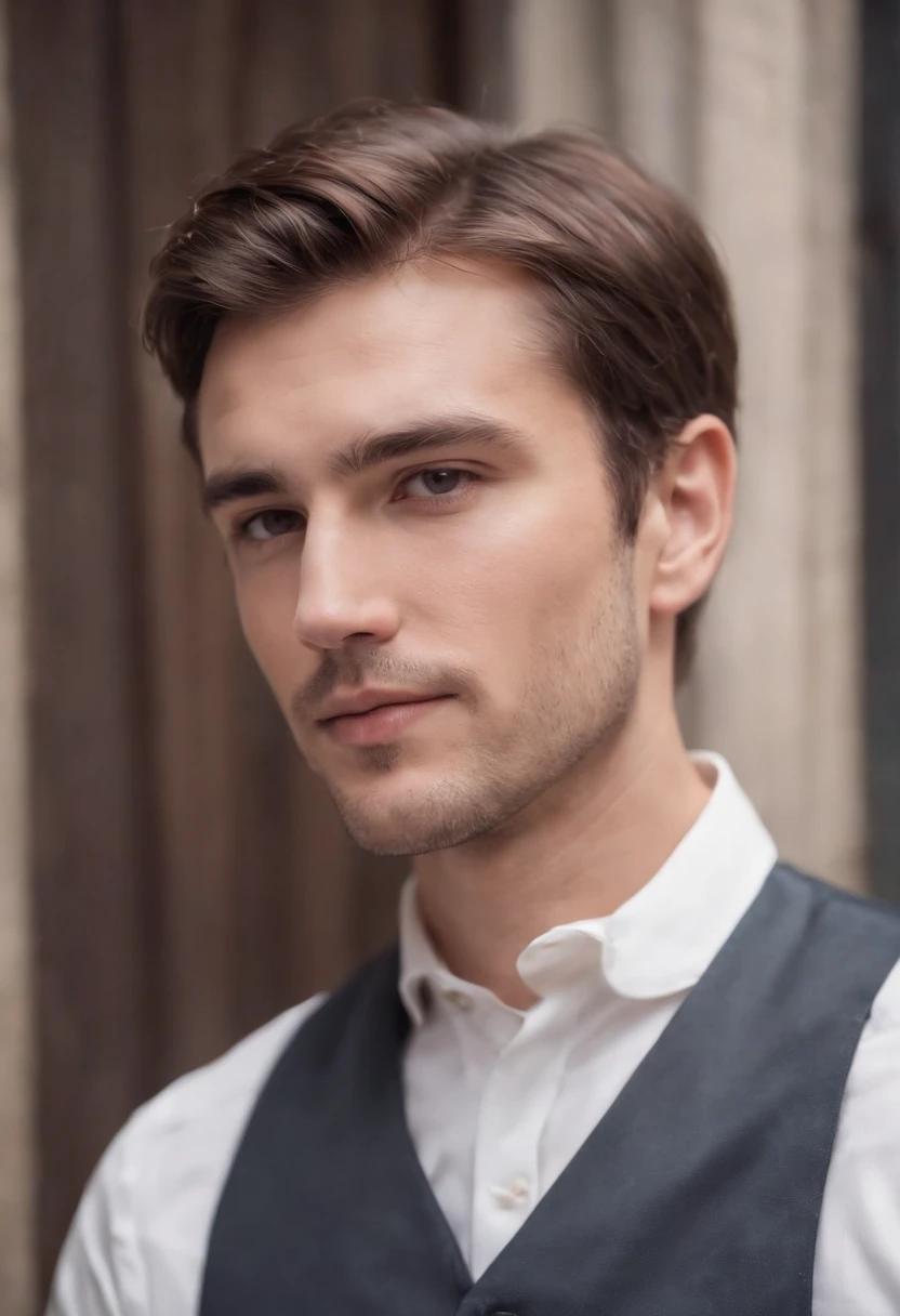 A man with an air of elegance, Brown Hair,20th Generation,8k,1 male,good looking,