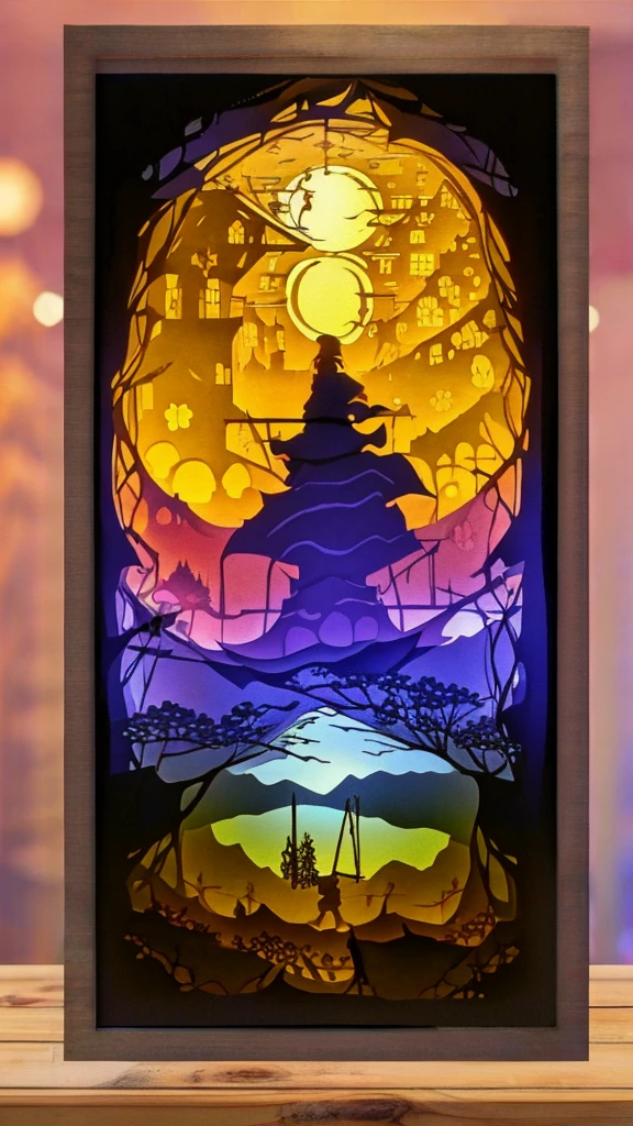 (Paper Cutting:1.3), night light, (style of William Zorach:1.3)
(masterpiece, best quality:1.5), 
Orgrimmar, Foggy conditions, \Hitagi Senjougahara(Monogatari),Book cover,Couple