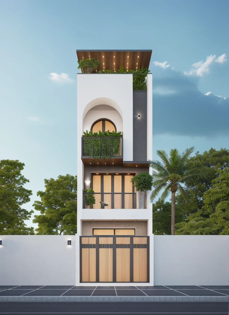 PLATFORM KTHOUSE, 1 morden villa, slope roof, main material of villa about build color wall:1.2 glass panel:1.1 and stone:1.2, 1large yard, 1 road runs in front of the house, (RAW photo, real, best quality, masterpiece:1.2), look morden minimalist, 1 road in front of the house, dynamic lighting:1.3, (hyper realistic, photo-realistic:1.2), high quality, (dark lighting:1.2), perfect lighting, archdaily, no human, light at 12 noon, light in door:1.2