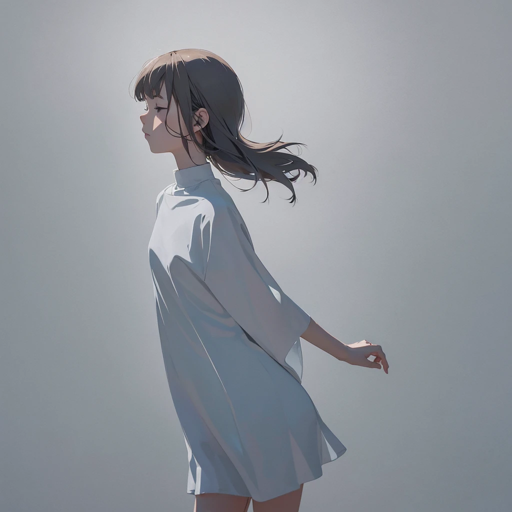 simple,minimal,blankspace,flat color design,floating girl,