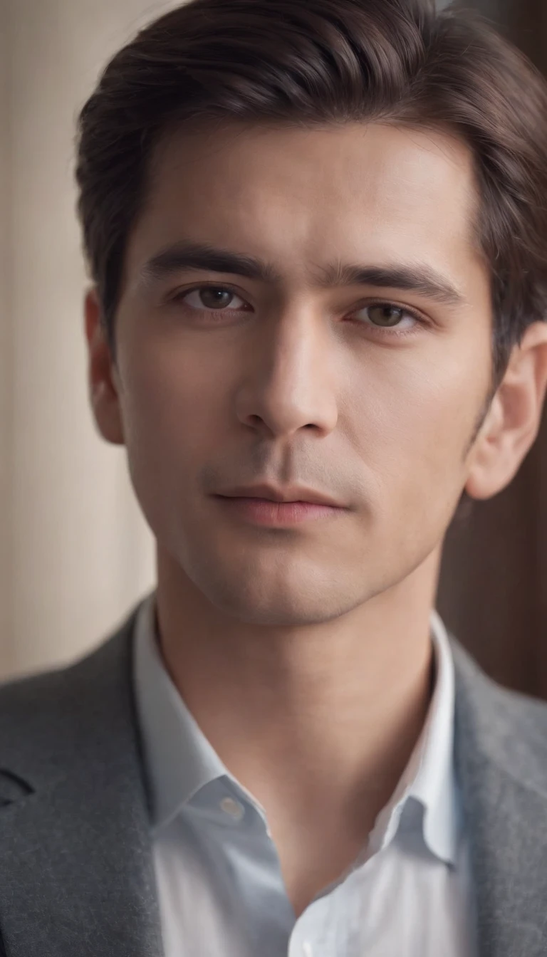 man, male, straight hair, calculating look, youthful clothes