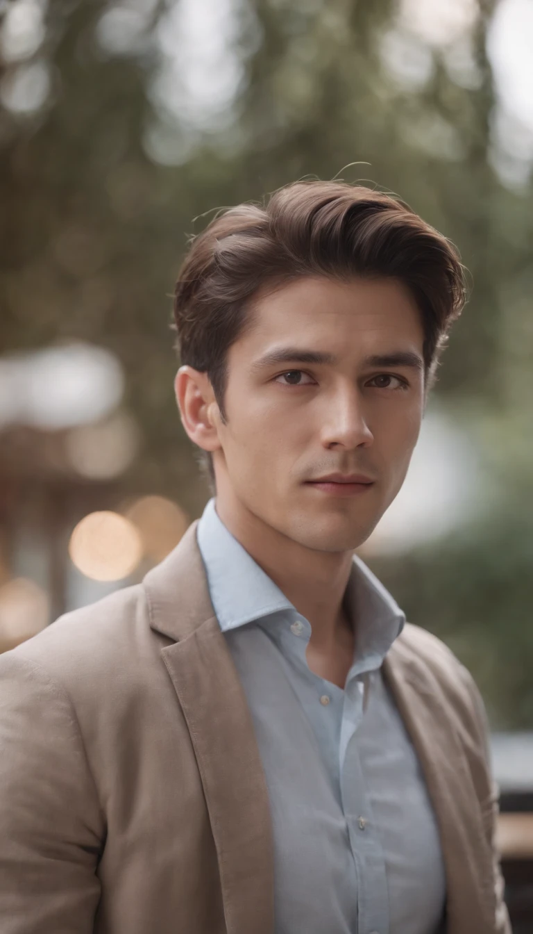 man, male, straight hair, calculating look, youthful clothes