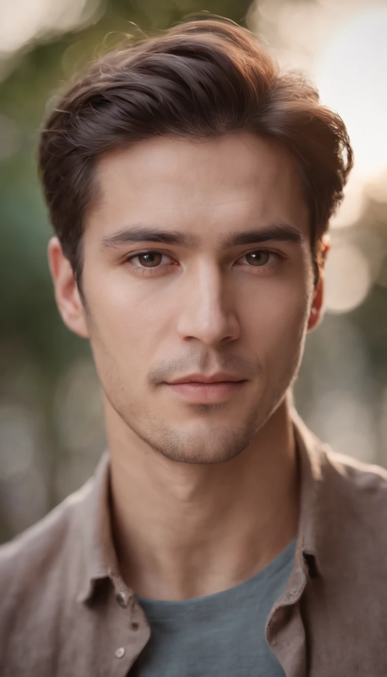 man, male, straight hair, calculating look, youthful clothes