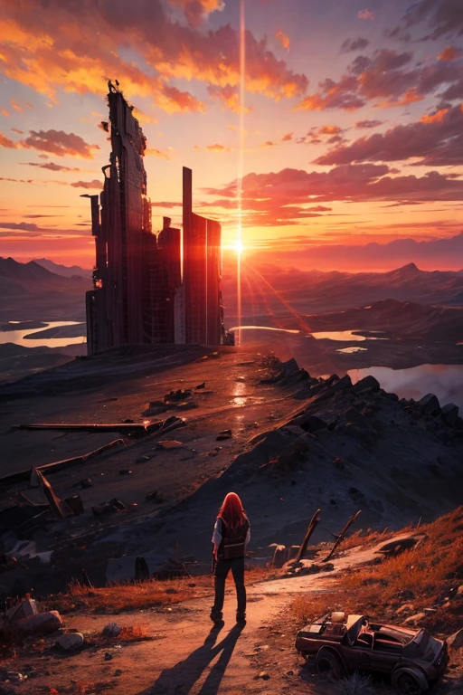 highest quality、Desolate Earth、wreckage、Red Sky、Surrealism