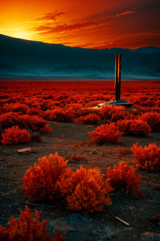highest quality、Desolate Earth、wreckage、Red Sky、Surrealism
