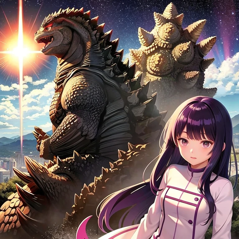 egg,Godzilla,Ai Fukuhara,Purple long hair,Aurora
